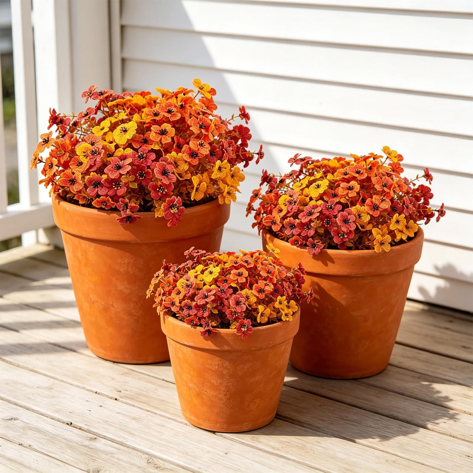 10 Bundles Artificial Flowers for Outdoors, UV Resistant Faux Plastic Plants …
