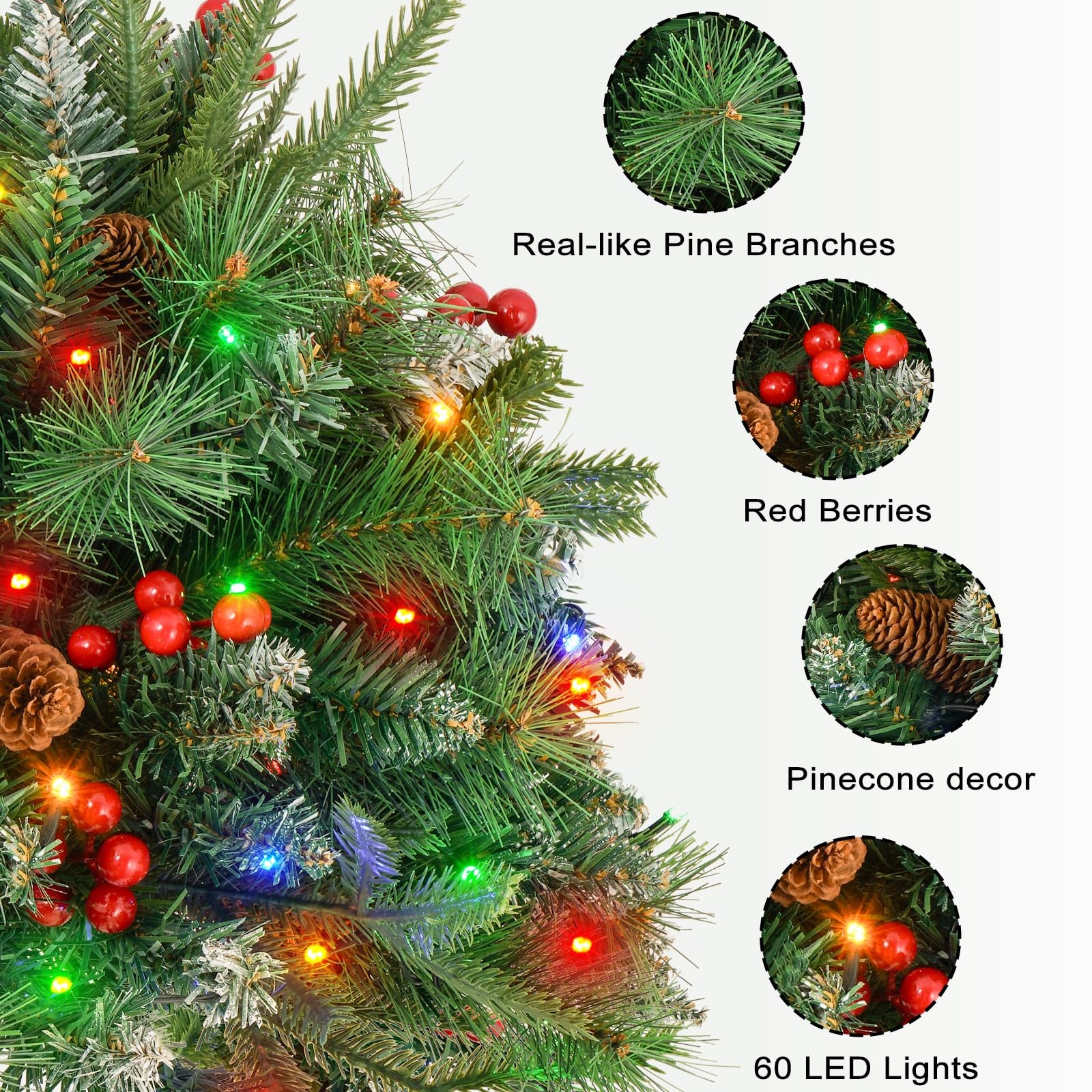 Christmas Tree Urn Filler, Battery Operated with Timer, Pre-lit Warm White & …