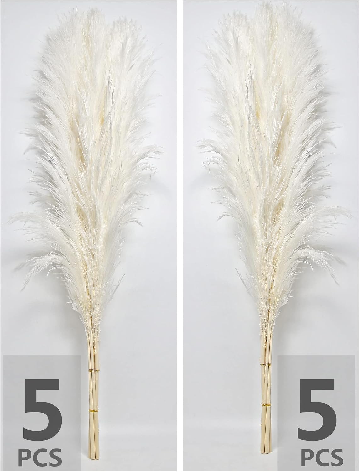 10 Stems 46″ inch White Pampas Grass Decor Tall Large Pompas Boho Neutral Home