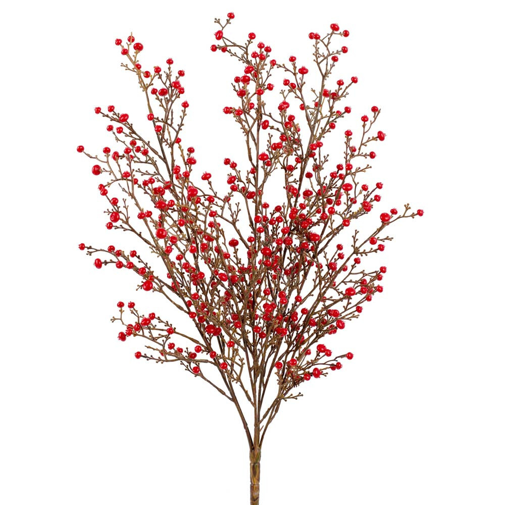 21″ Weatherproof Indoor / Outdoor Red Artificial Berry Bush