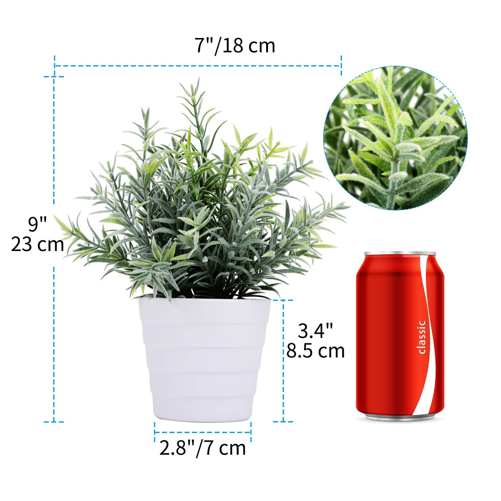 Small Fake Faux Artificial Potted Plant Indoor Office Decor Rosemary Green
