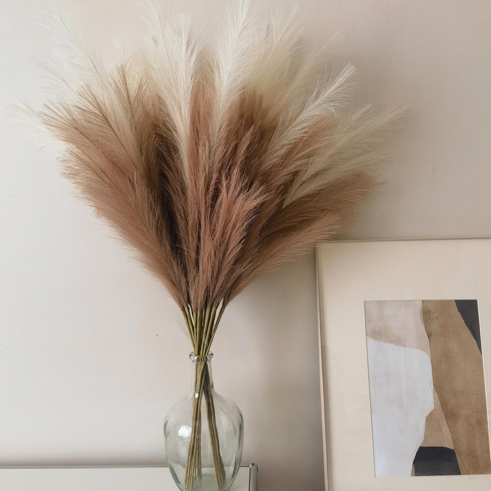 Faux Pampas Grass Tall, 9 PCS 43”/ 110 cm Large Fluffy Pampas Grass Decor, F…