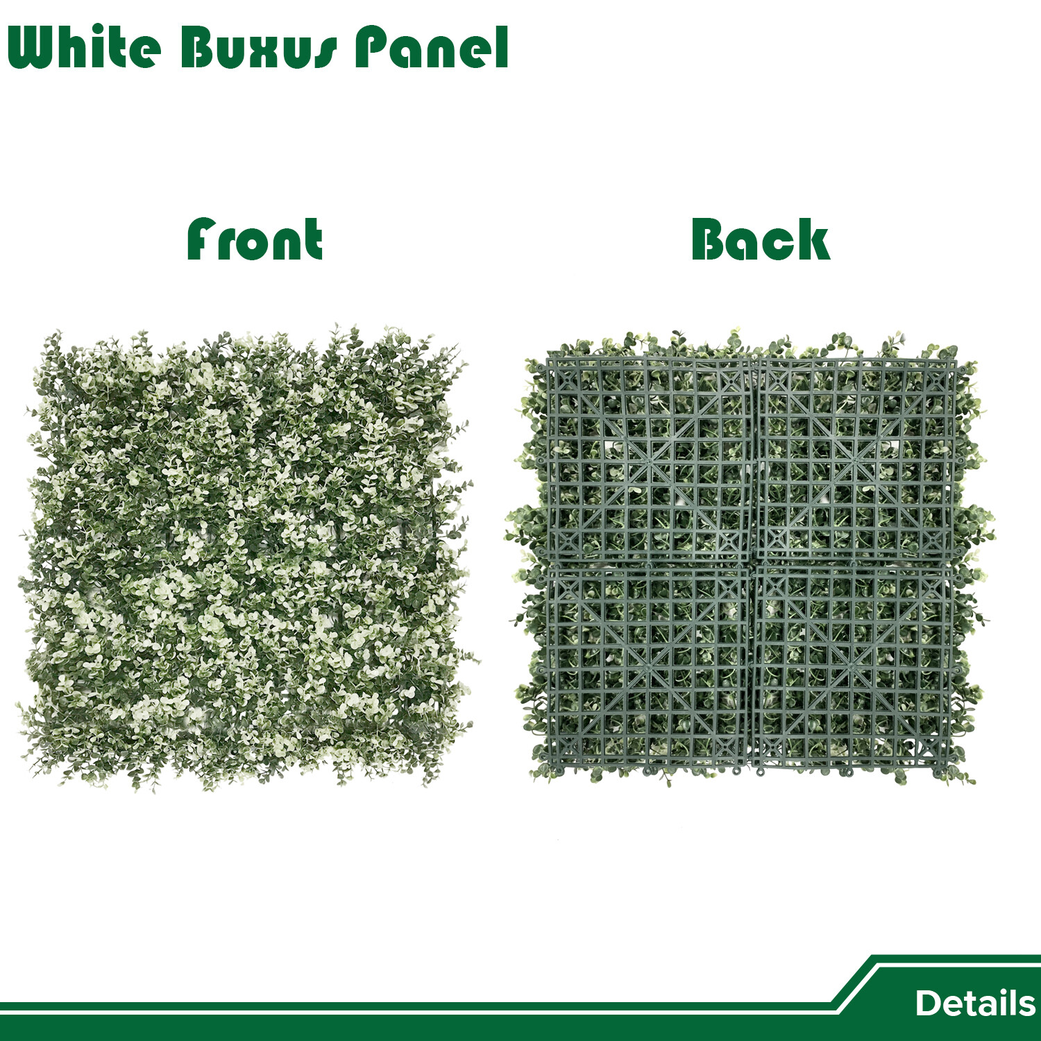 20″ Artificial Plant Faux White Buxus Privacy Fence Garden Plant Decor Festival
