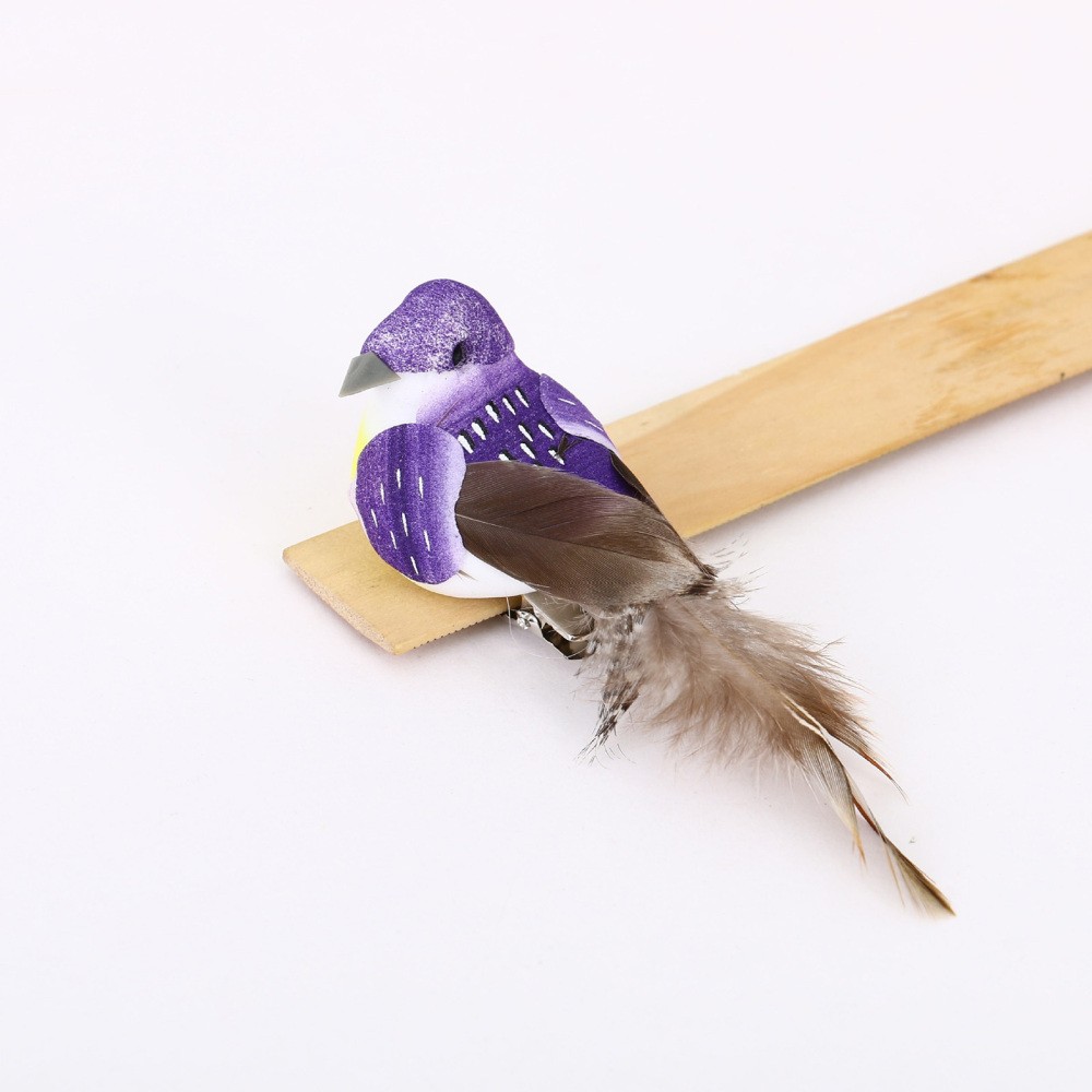 Green Artificial Simulation Bird Tree Ornaments Realistic Feather Birds