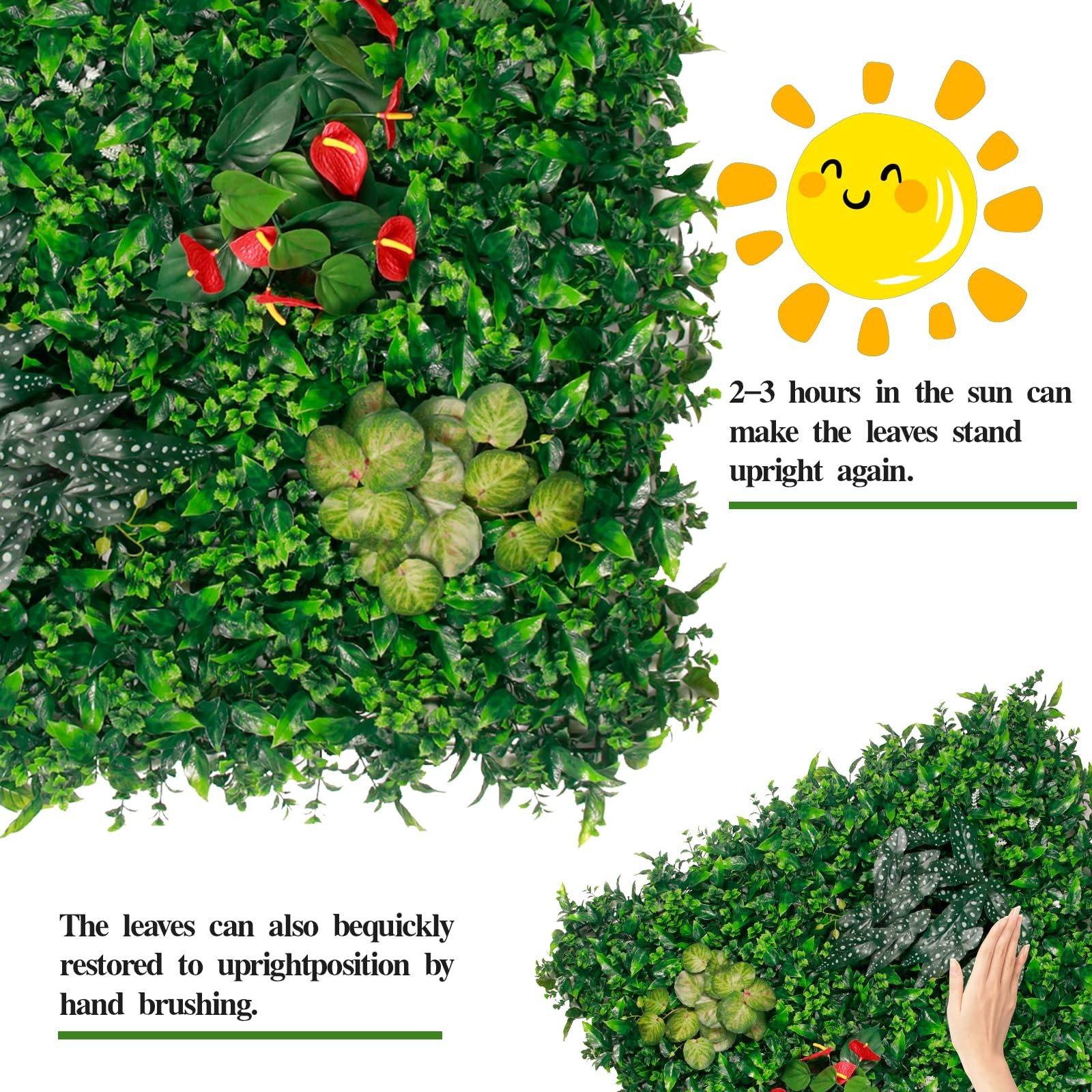 6-Pack Artificial Boxwood Wall Panels 40x40in Each 8-Plant Mix for Weddings