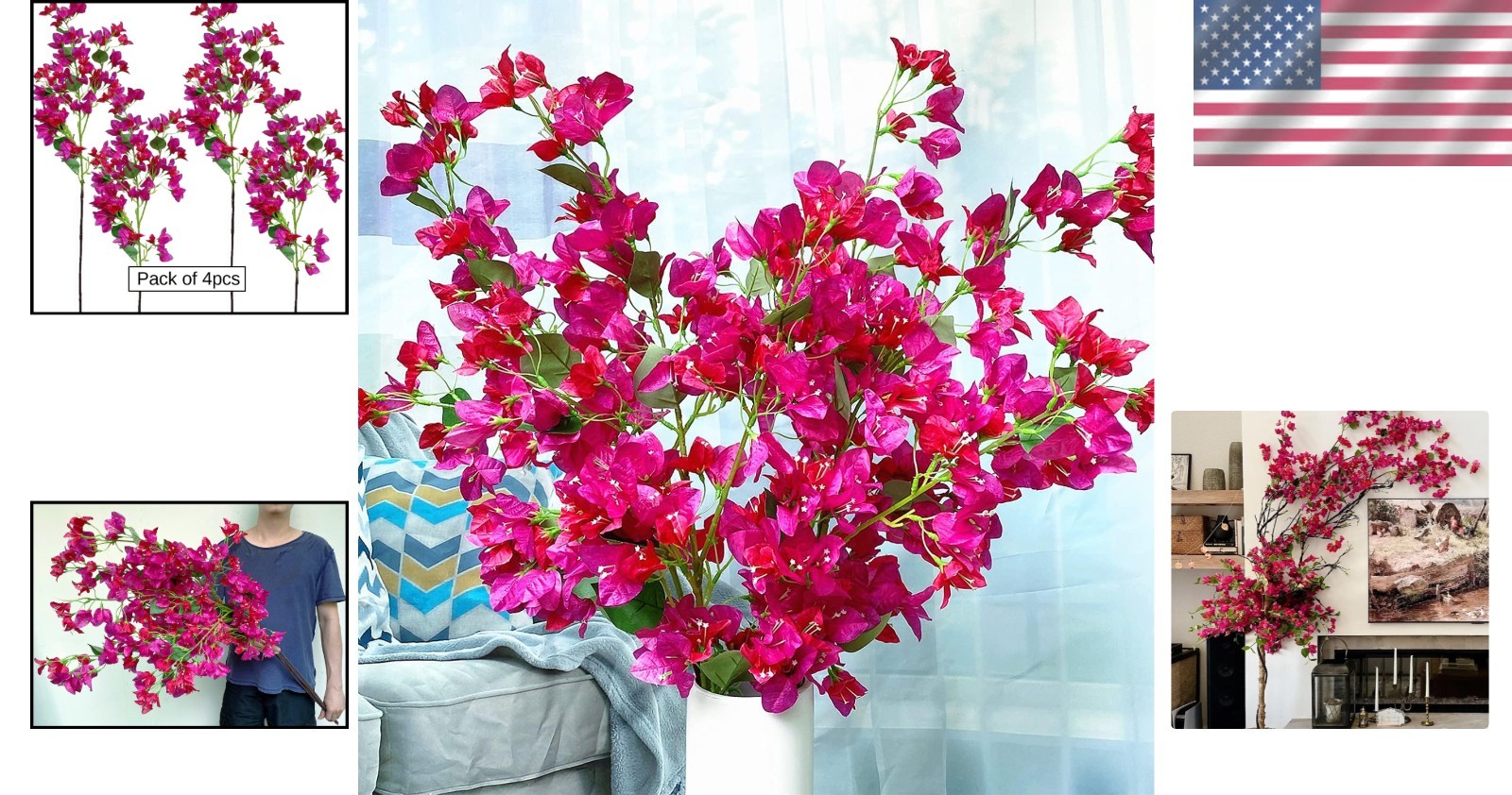 Artificial Silk Bougainvillea Branches – Fushia Mix