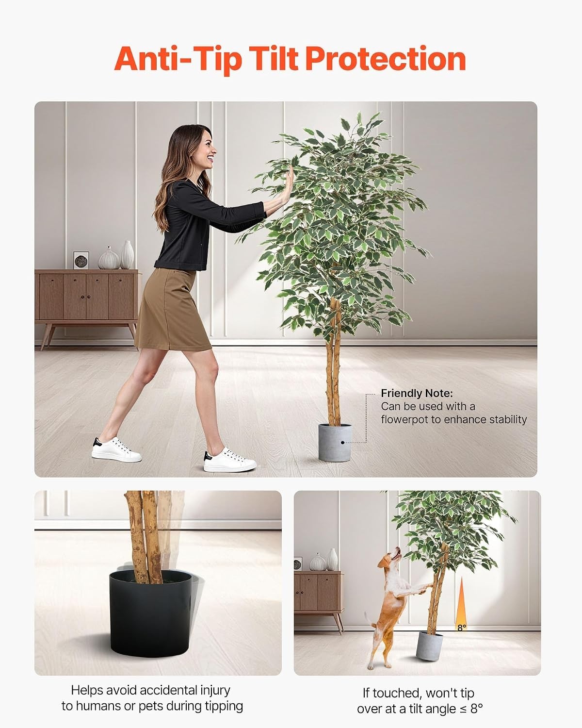 5FT Artificial Ficus Tree with Black Pot, Tall Faux Ficus Plant with Natural …