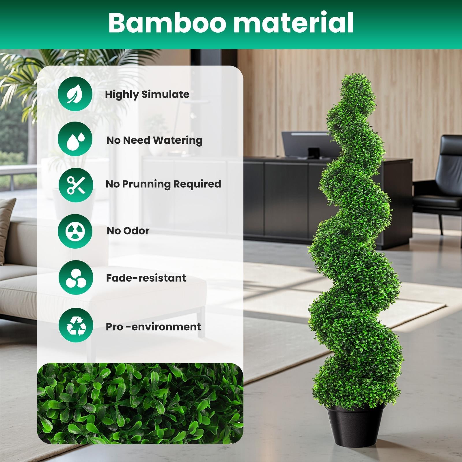 47’ Artificial Boxwood 2 Pack Spiral Topiary Tree UV Home Decor Green In/Outdoor