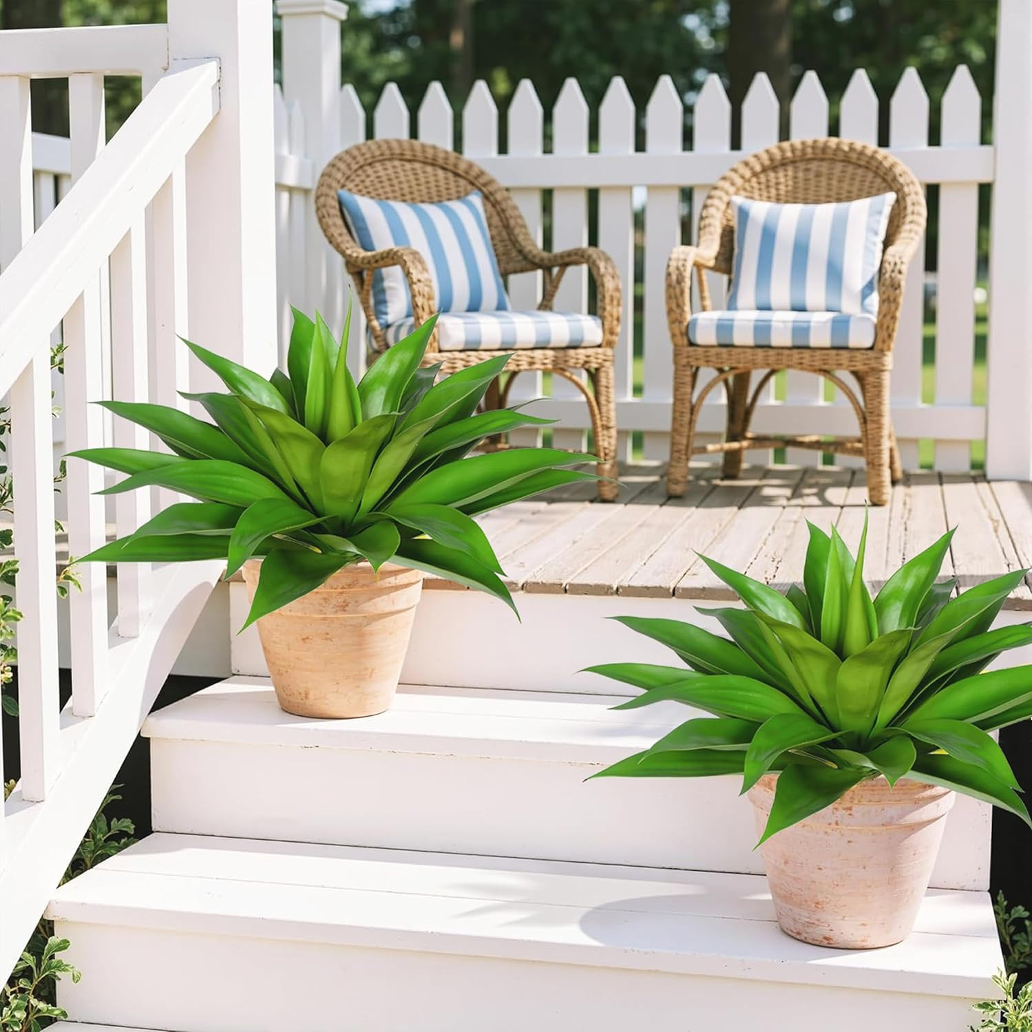 Artificial Agave Plants-Set of 2 Large Fake Agave for Outdoors,28Inch