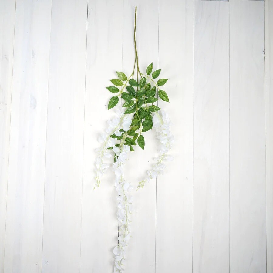 12 Pack 44″ White Artificial Silk Hanging Wisteria Flower Vines