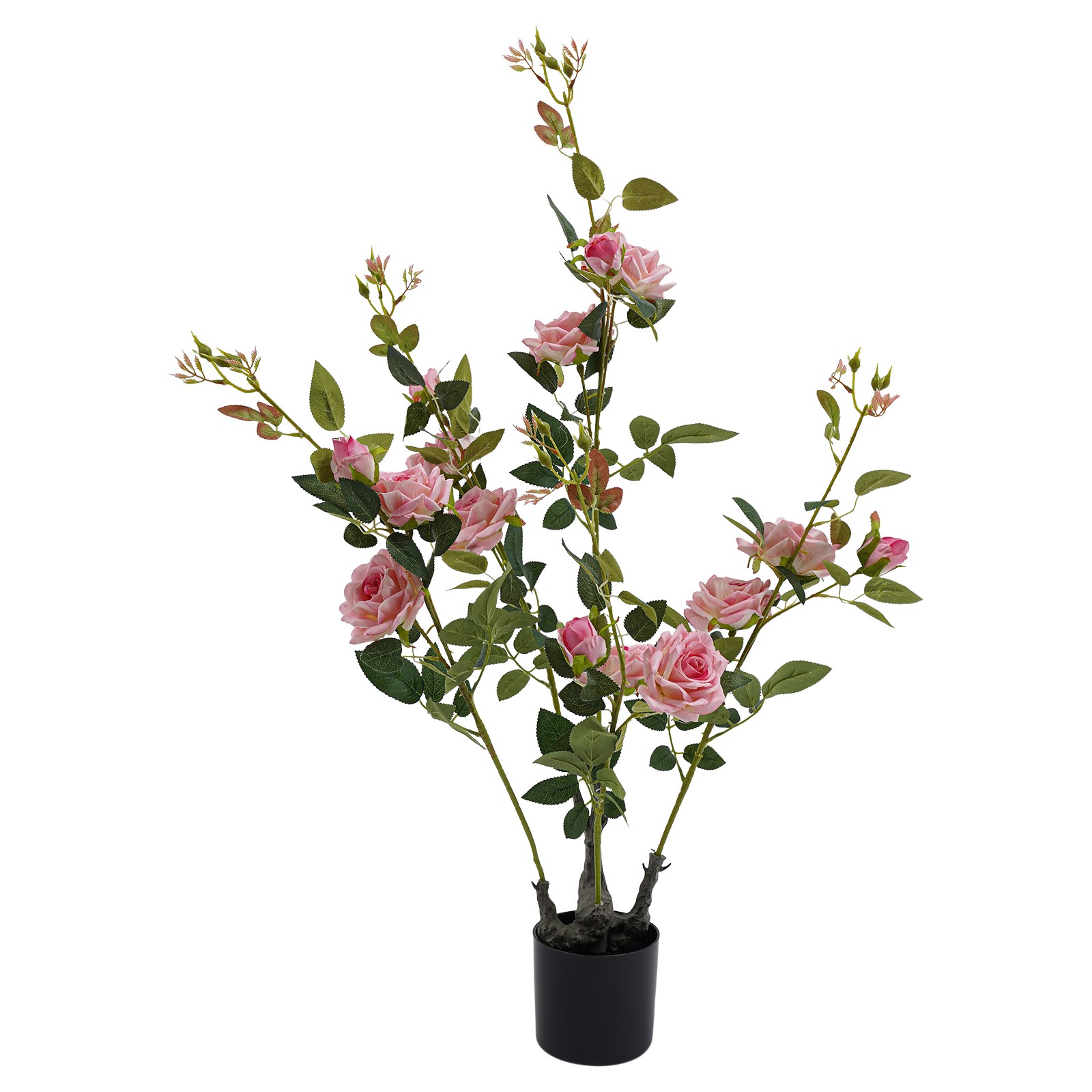 2pcs Artificial Rose Trees Fake Flowers Tree, Pink Artificial Flower Plant Decor
