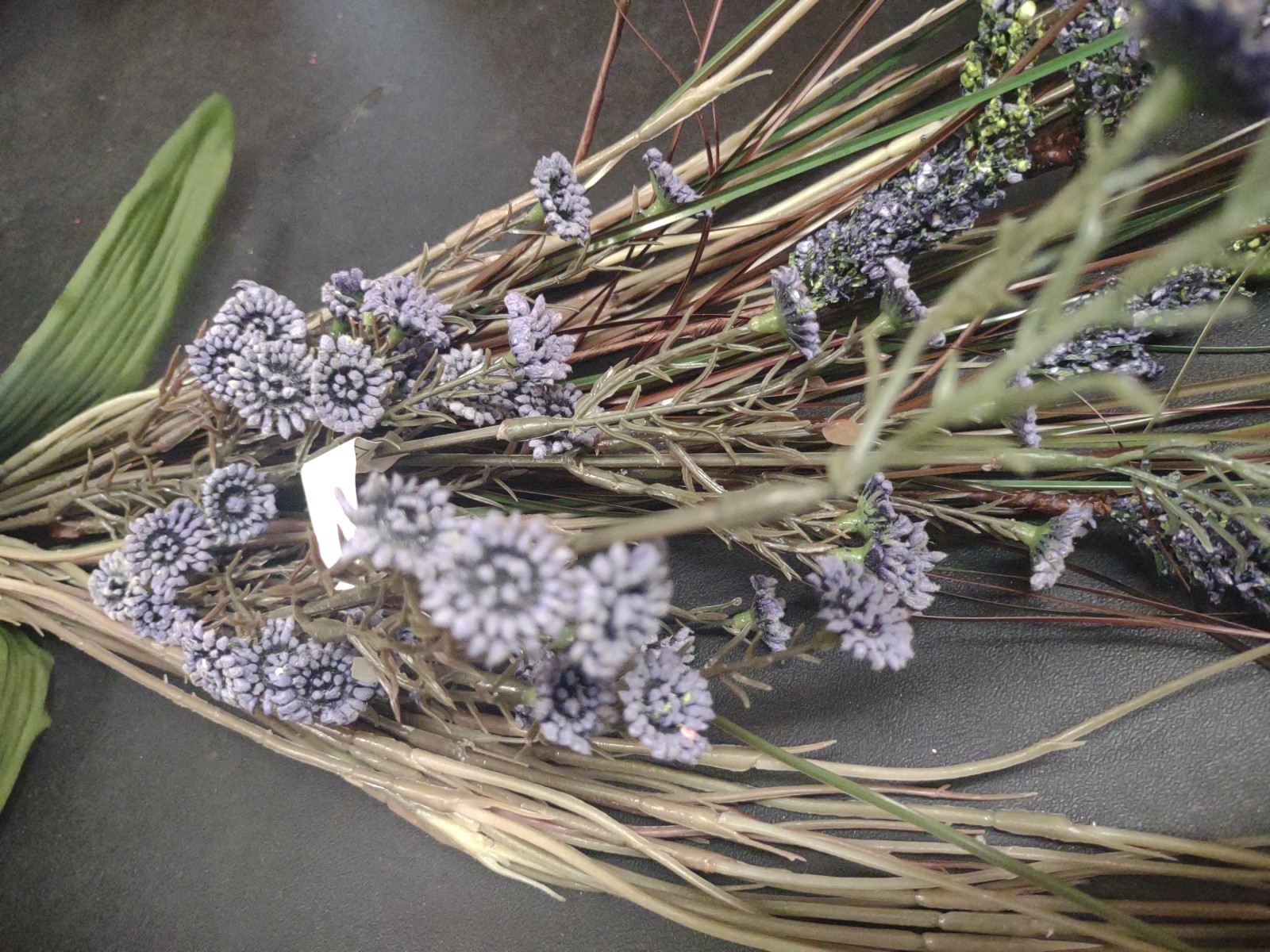 Vintage 22″ Plastic/Silk Bush, Swamp Lily Grass Plant Arrangement, Country Blue