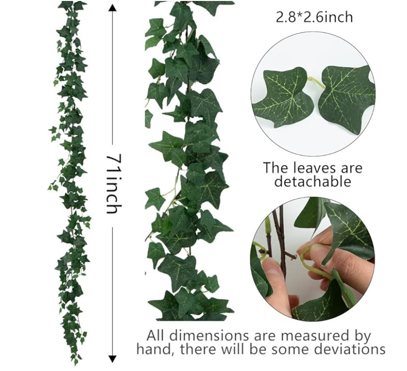 Artificial Ivy Garland — 6 Ft | Faux Leaf Vine | Home & Event Decor