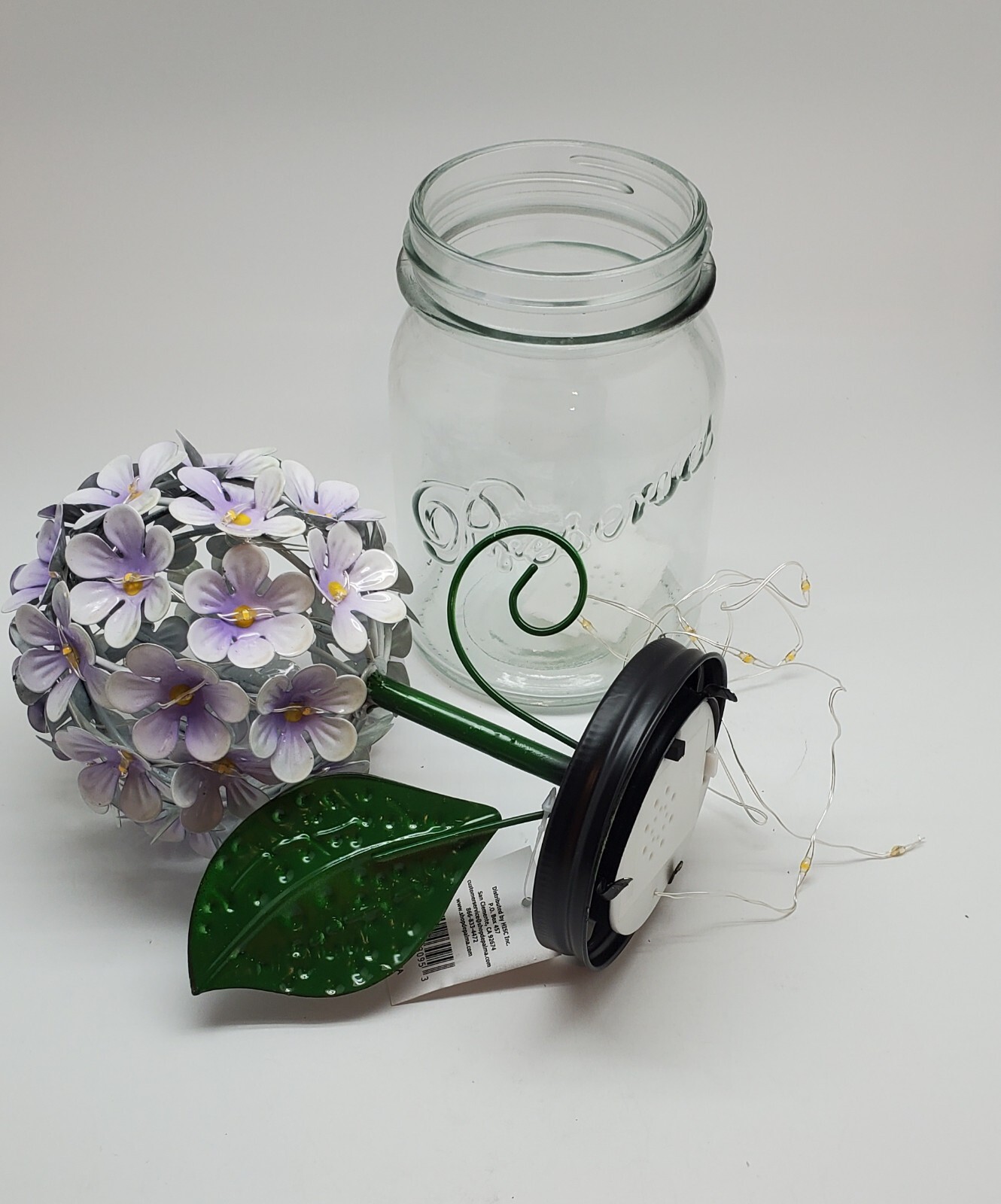 LED Lighted Metal Hydrangea in Jar with fairy light, Ultimate in.. Purple Q9