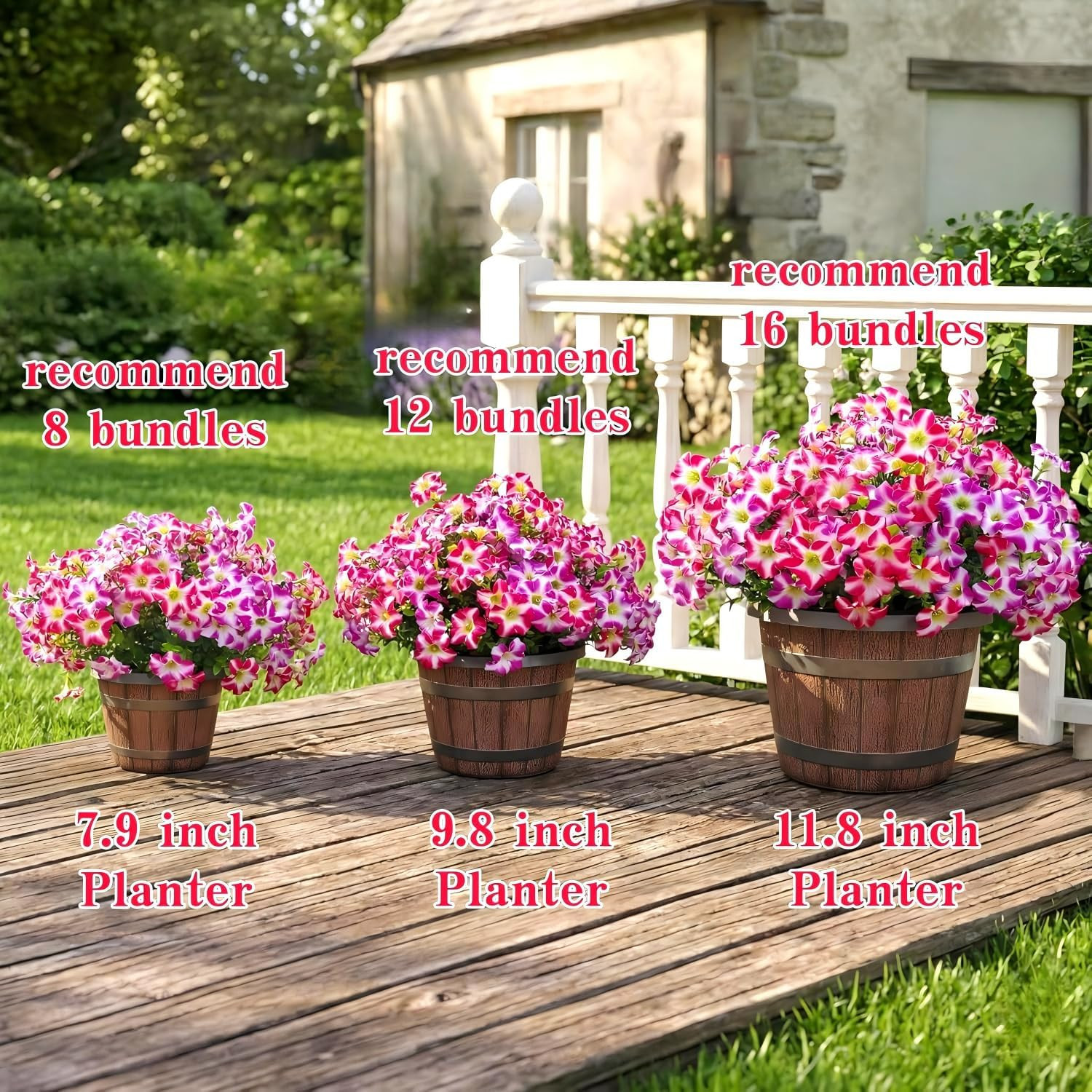 Artificial Petunia Flowers Outdoor, 8 Bundles UV Resistant Faux Plants | Realist