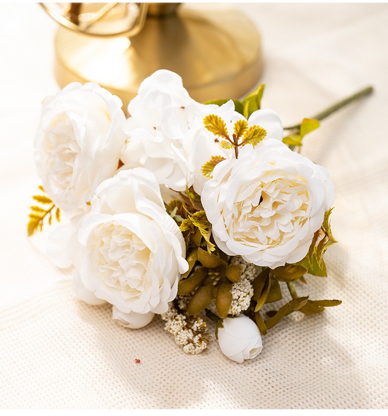 3 Bundles Artificial Peony Bouquet Vintage Flowers Bunch for Wedding Home Decor