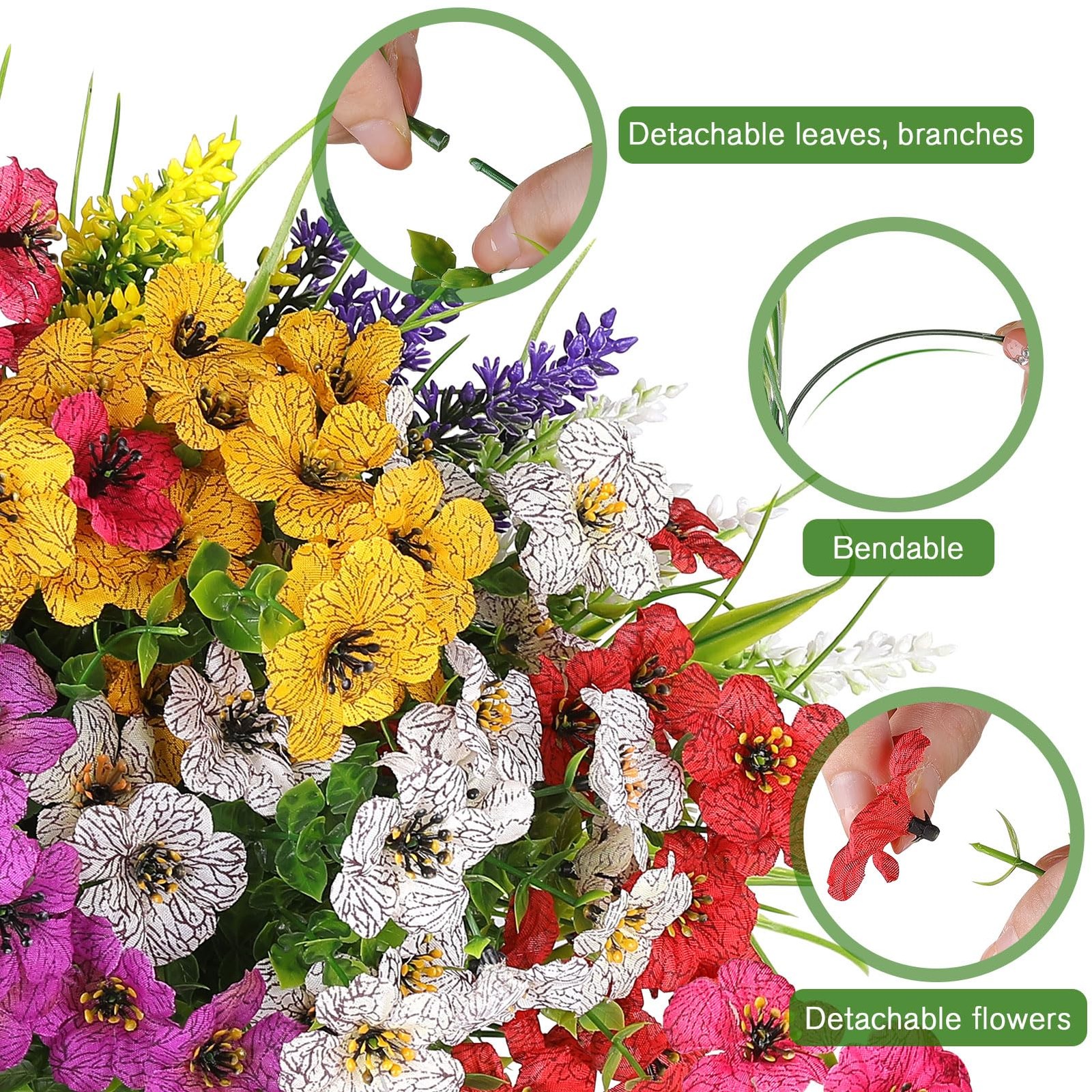 12 Bundles Artificial Flowers for Outdoor,No Fade Fake Plastic Flower Lavende…