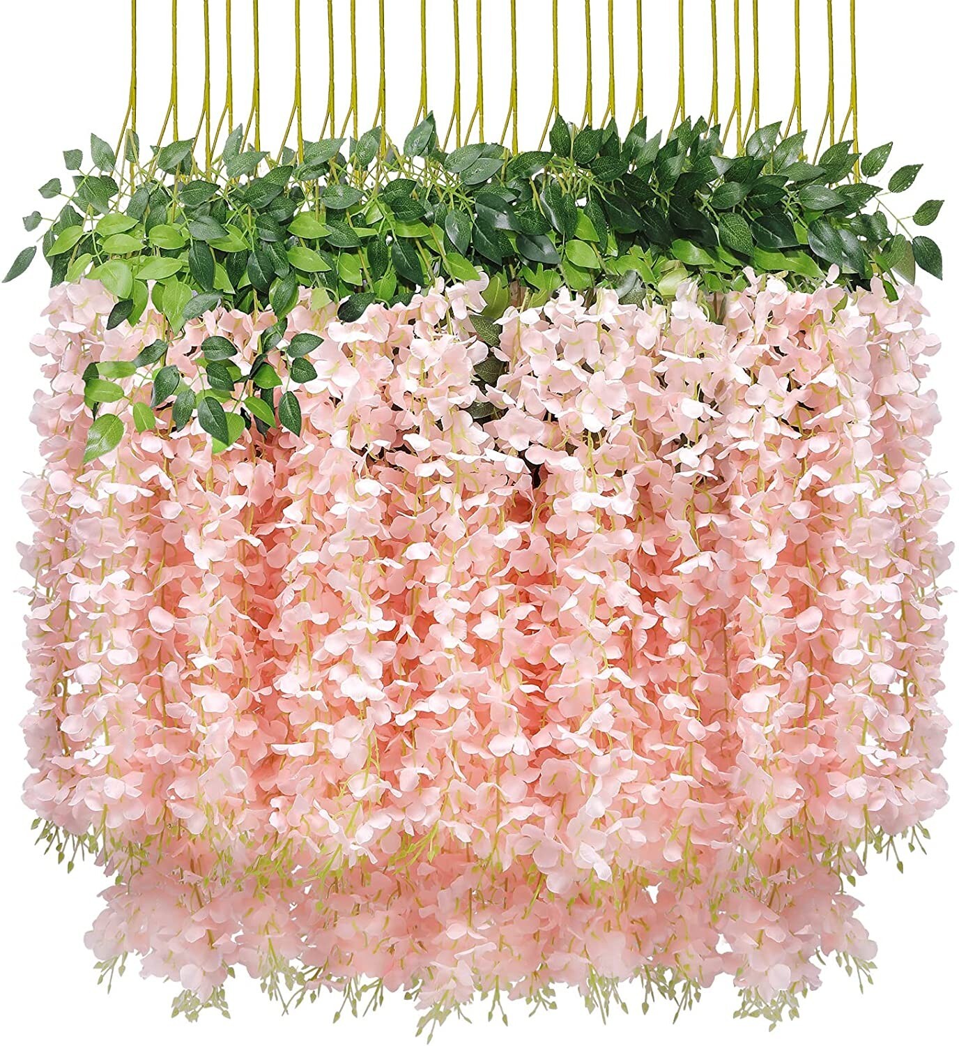 24 PC (43.2 Ft) Artificial Fake Wisteria Vine Rattan Hanging Garland Silk Flower