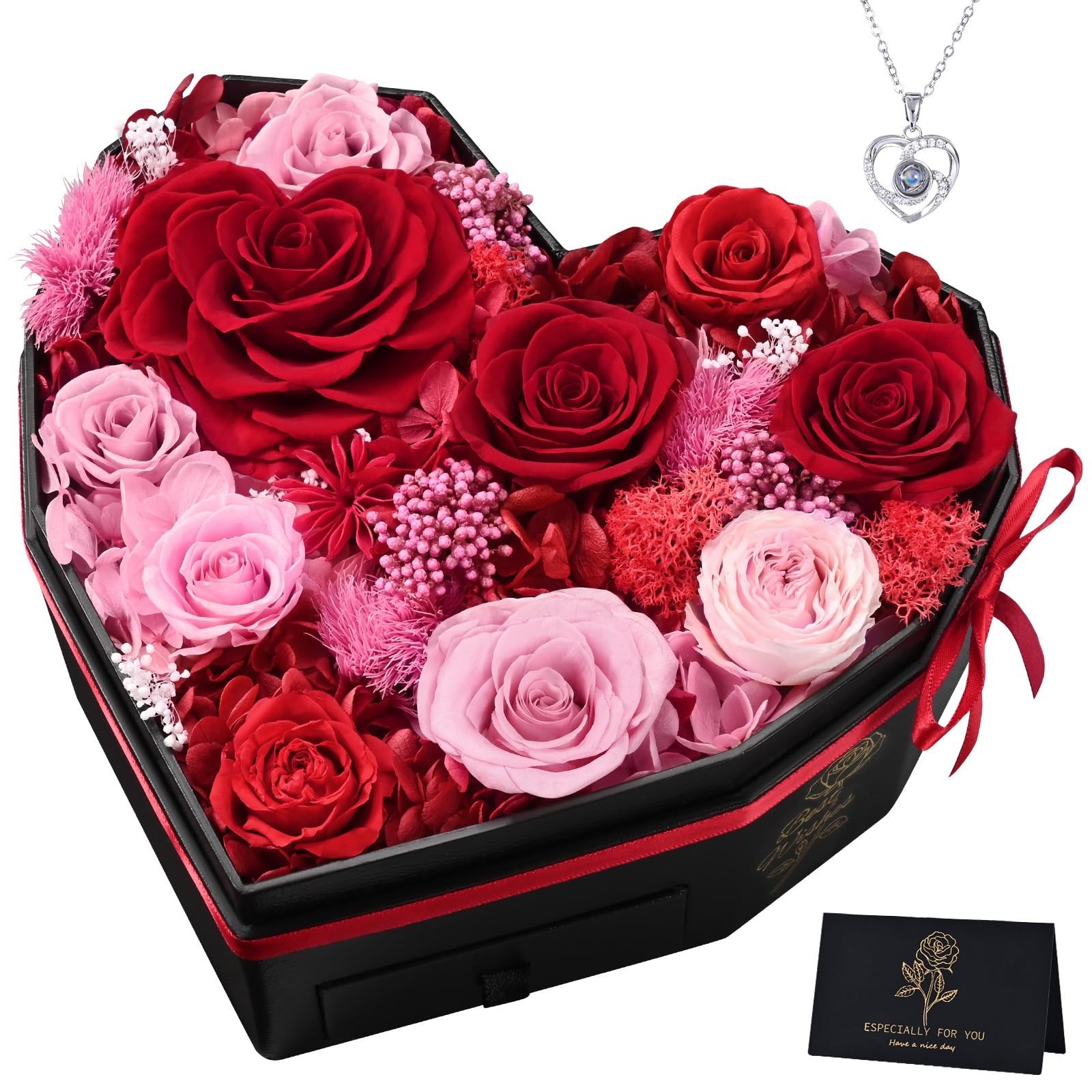 Eternal Preserved Roses Gift Box – 10 Real Flowers for Birthday, Mom, Wife, Gran