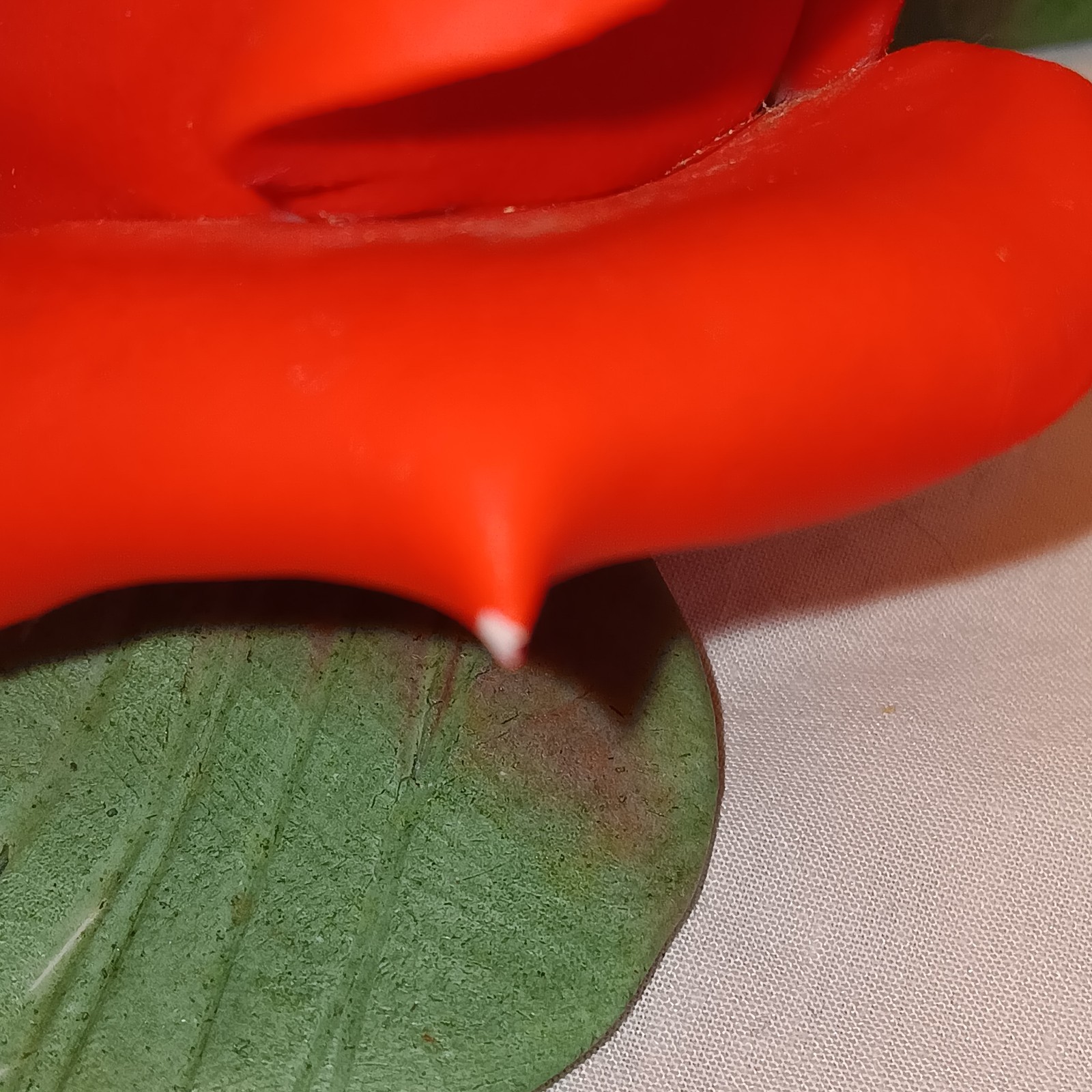 Vtg Capodimonte Red Rose on Stem Romantic Decor Made in Italy