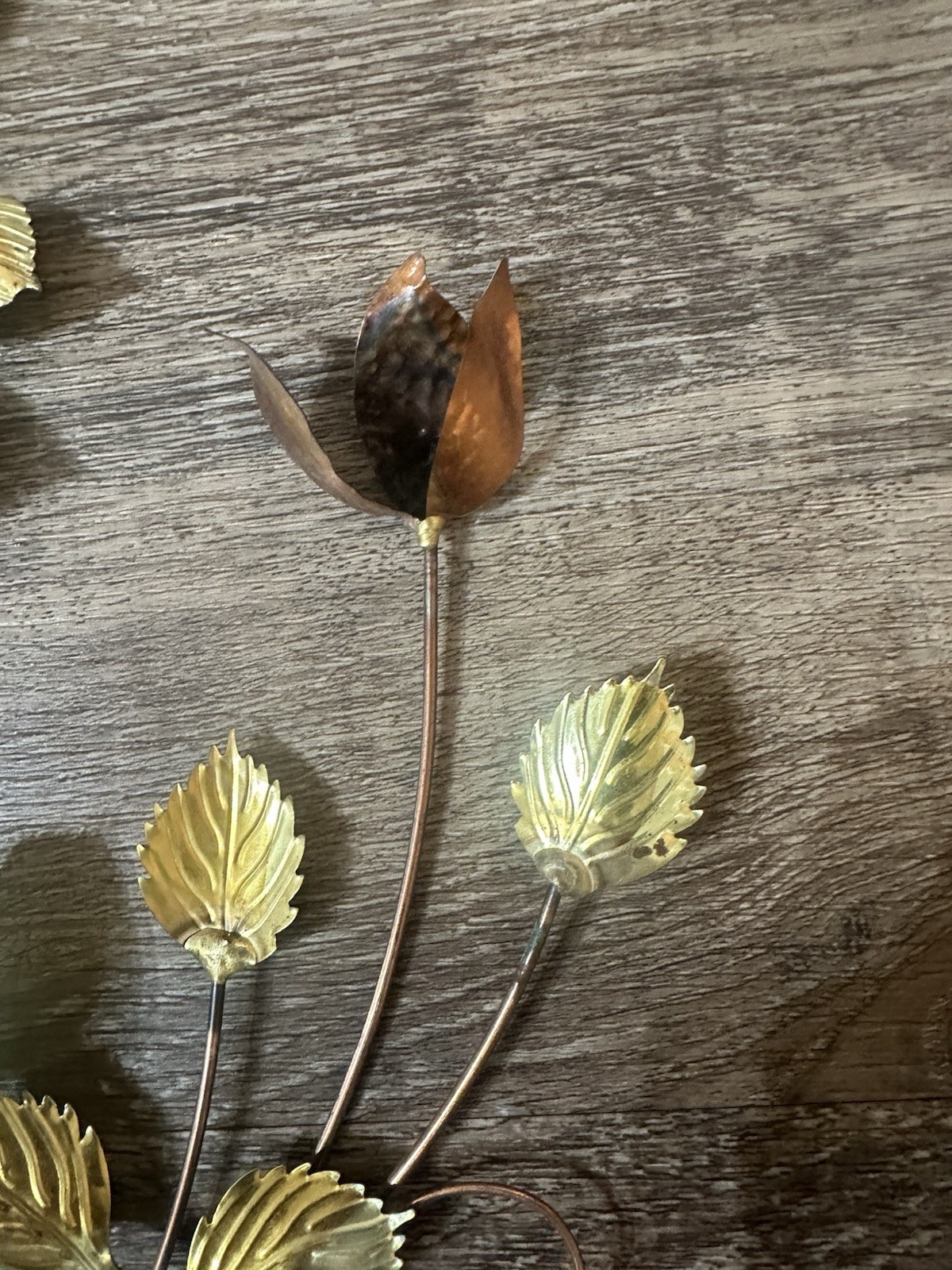 Metal Leaf Sculptures Wall Hangings Flower Floral Vintage Decor 80s 90s