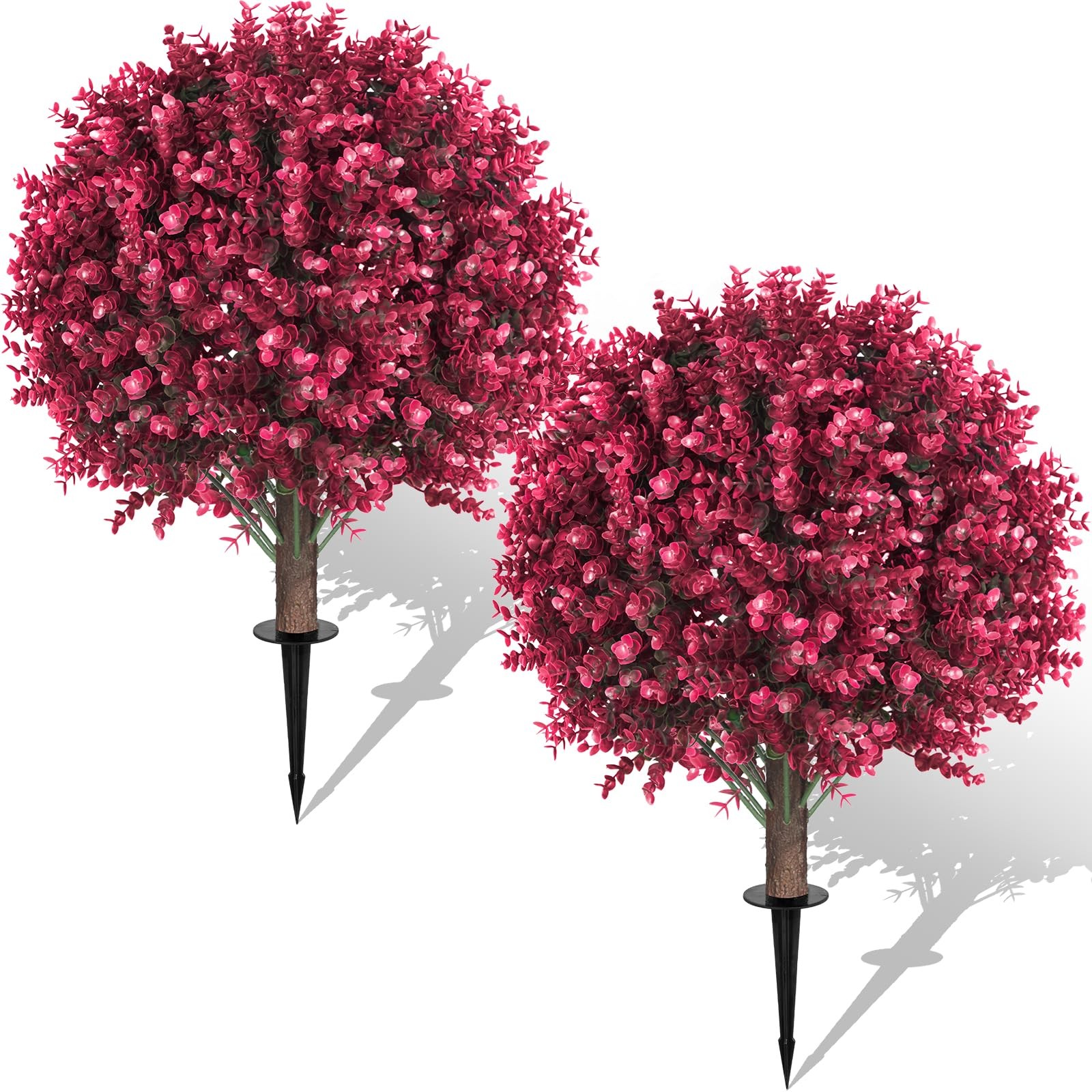 24″ Artificial Boxwood Topiary Bushes UV Resistant for Outdoor 2PCS