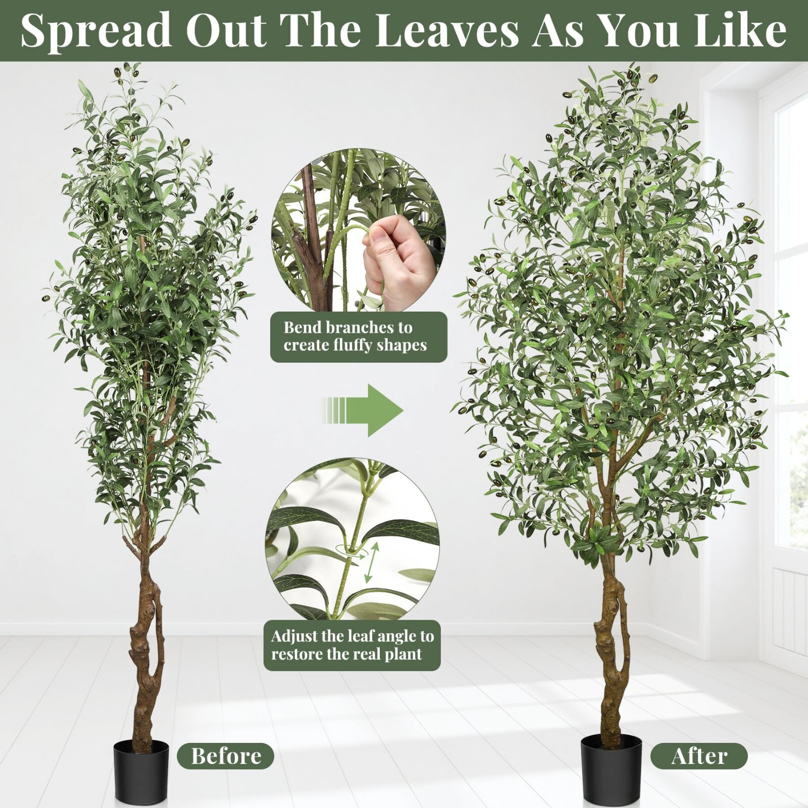 Pre-Owned Faux Olive Tree 6.9ft Artificial Indoor with Leaves and Fruits Home