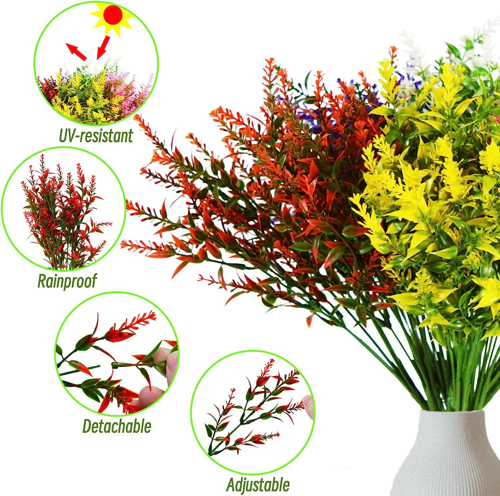 Artificial Flowers Plastic Lavender Bundle Faux Plants for Wedding Bouquet Decor