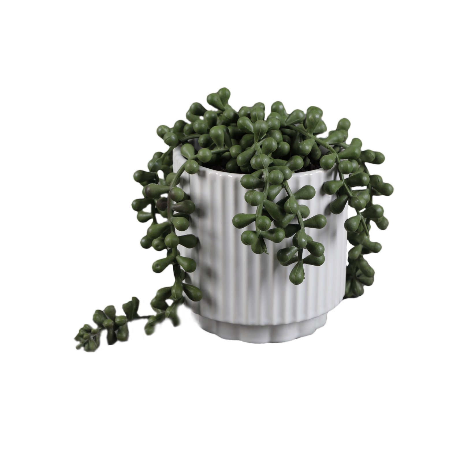 5.38” UV Protected Artificial String of Pearls in White Ceramic Pot Tabletops