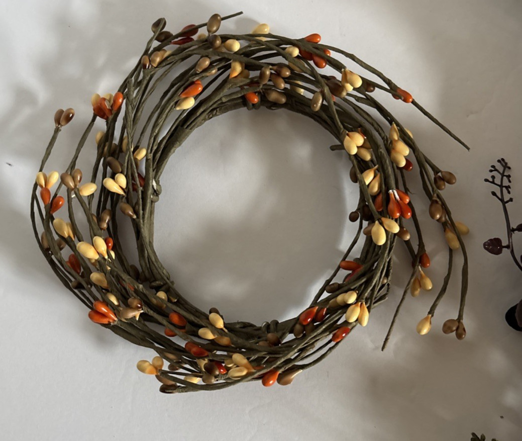 4 Sizes Fall Pip Berry Candle Ring Wreath Country Autumn