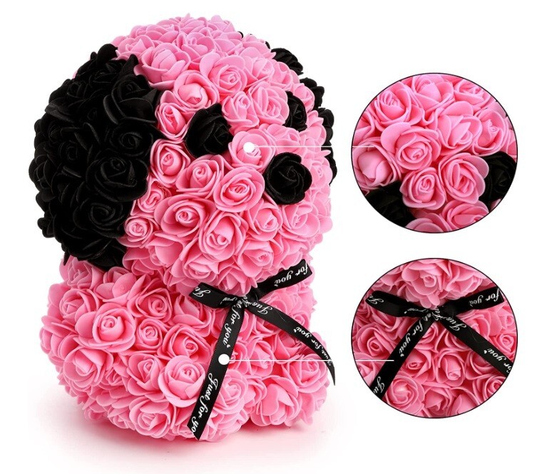 Rose Dog, Artificial Rose Flowers Dog with Clear Gift Box, Valentine’s Day,