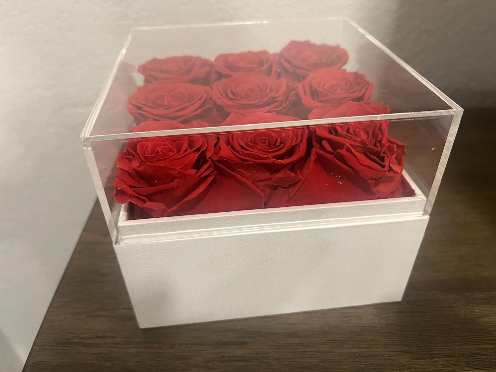 The Perfect Gift 9 Eternal Red Preserved Ecuadorian Roses in a Glass Vase