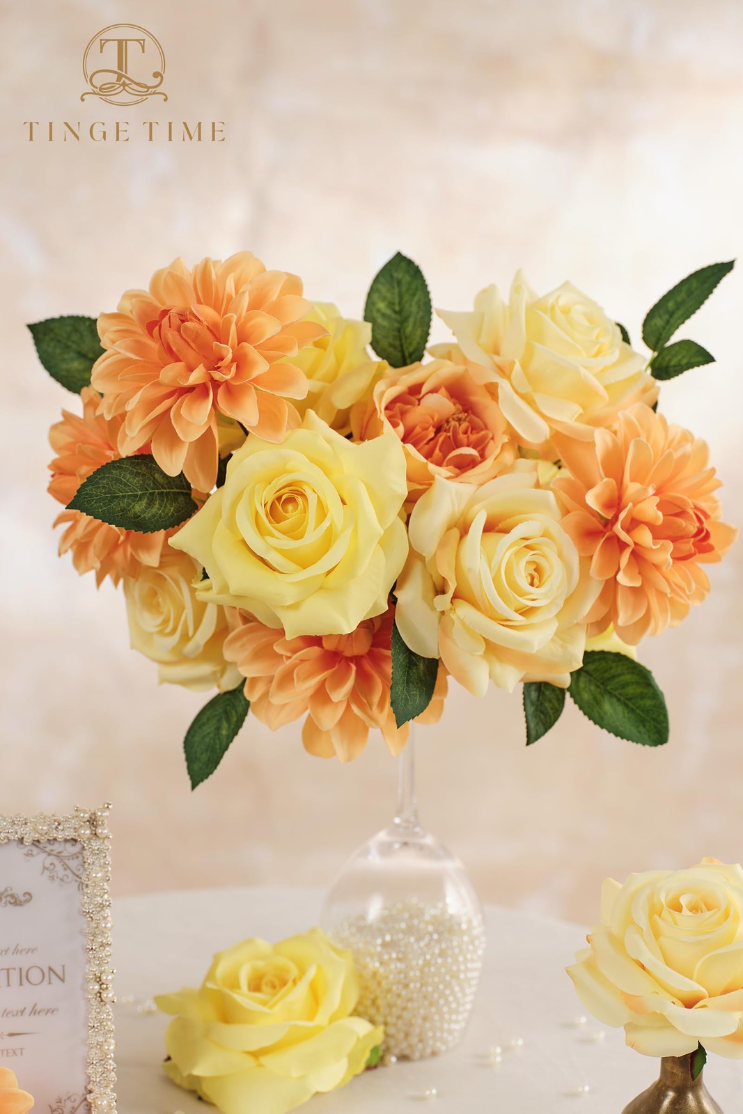 Yellow Artificial Flowers Combo Box Set, 16PCS Fake Rose Silk Flower w/Stem f…