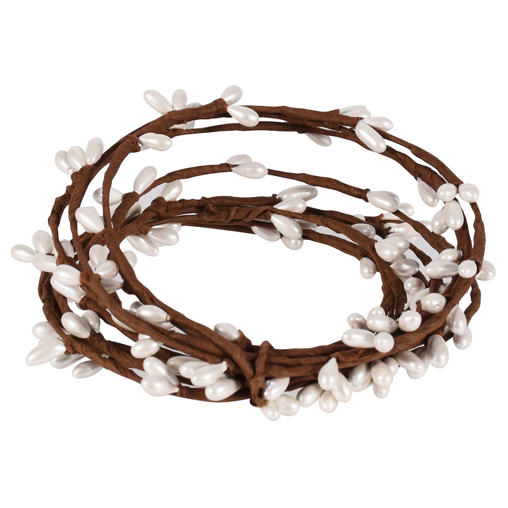 2 Rolls Pip Berry Single Strand PEARLY WHITE Garland 9ft ea – Total 18ft