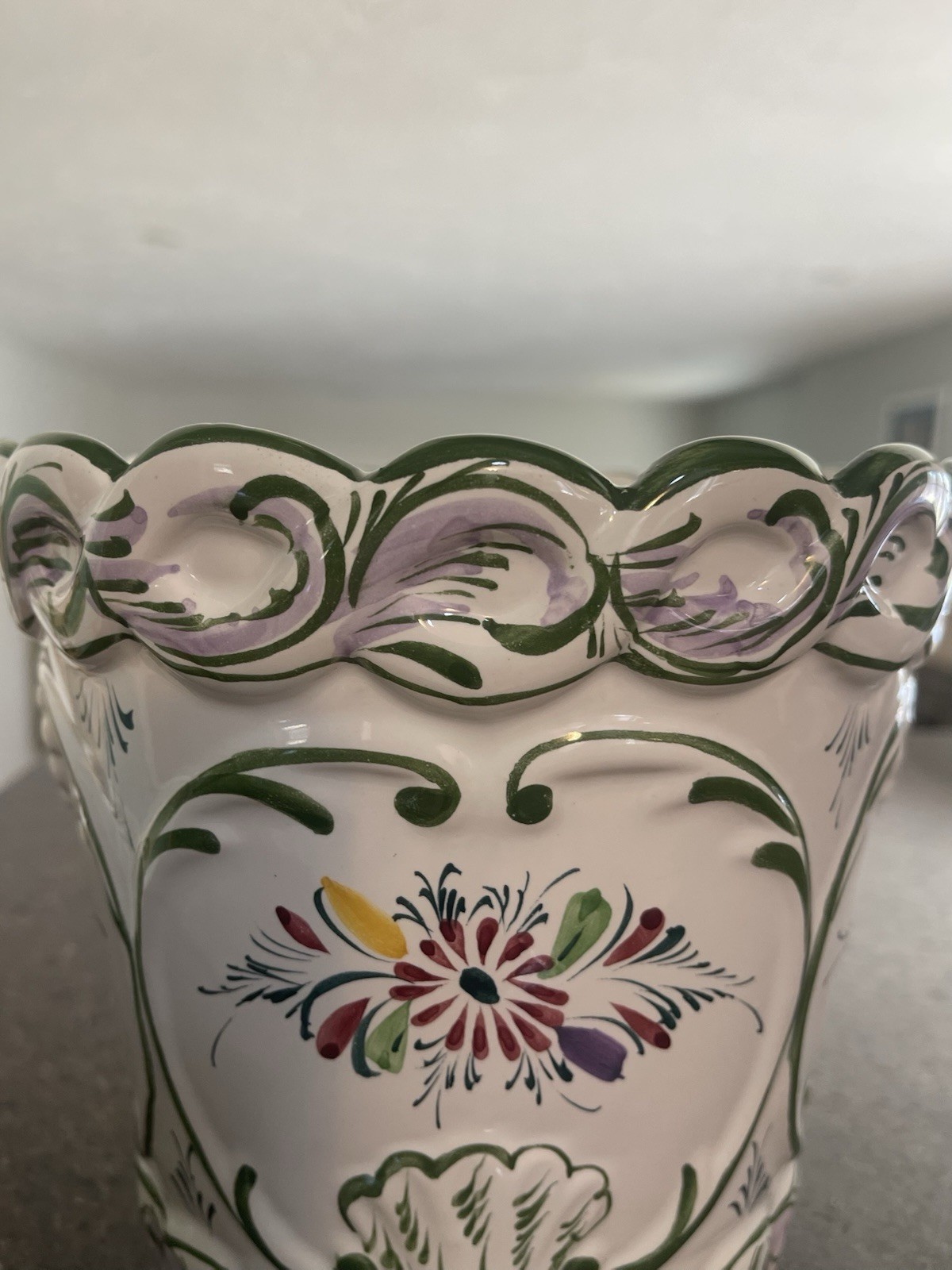 1970s Vintage Hand-Painted Ceramic Planter – Portugal Rare Stamp & No. by RC&CL