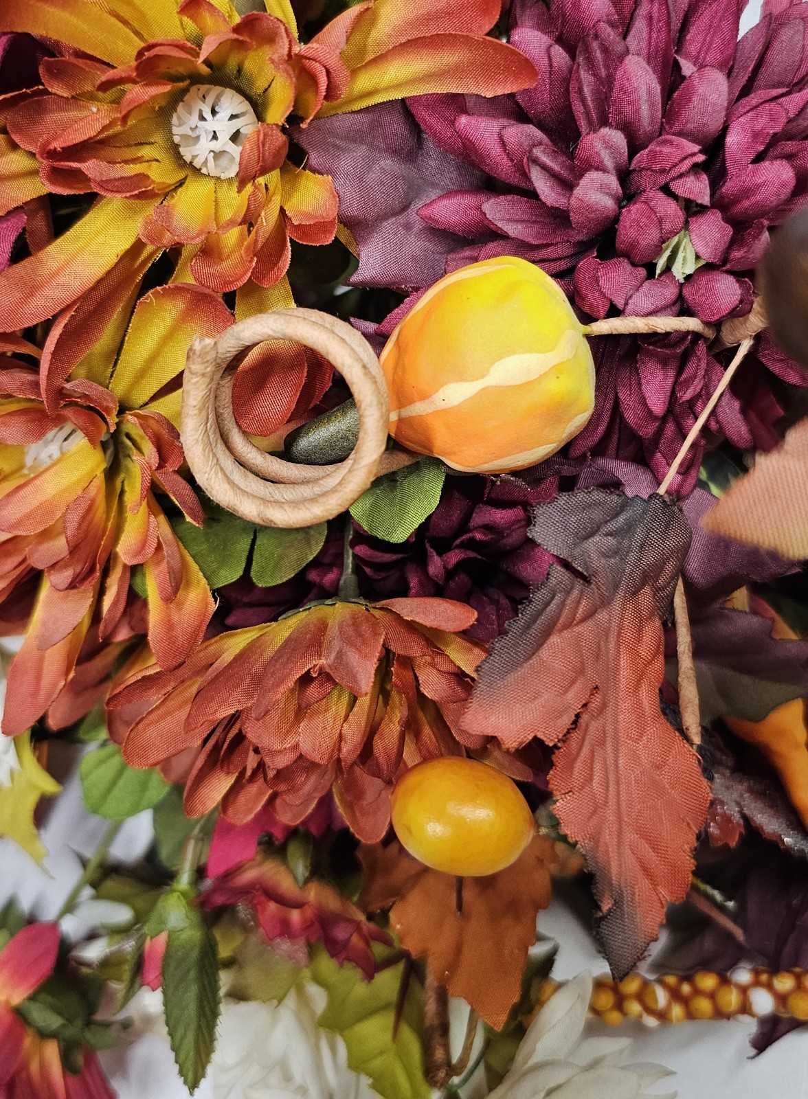 Fall Artificial Flowers With Small Pumpkin And Gourds