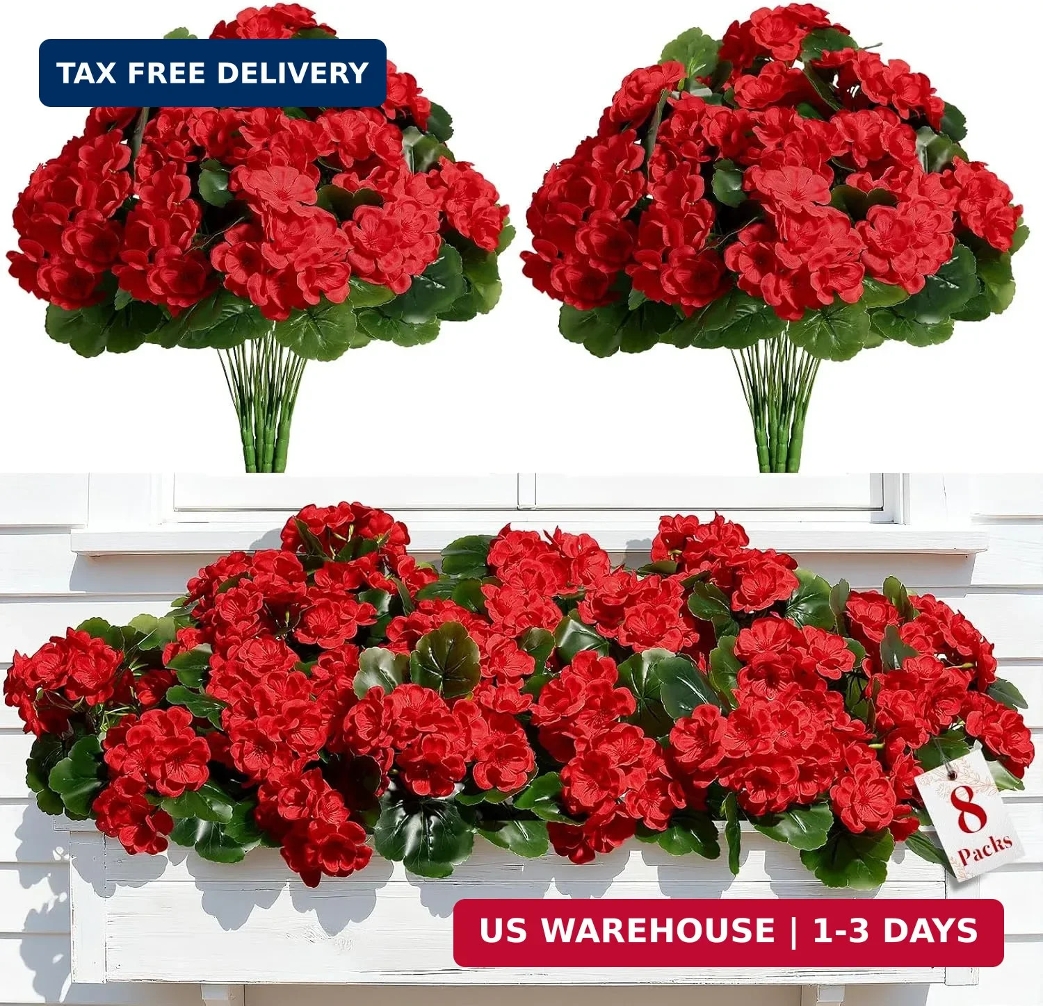 Alupssuc 8Pcs Artificial Geranium Flowers for Outdoors Decoration Silk Floral, U