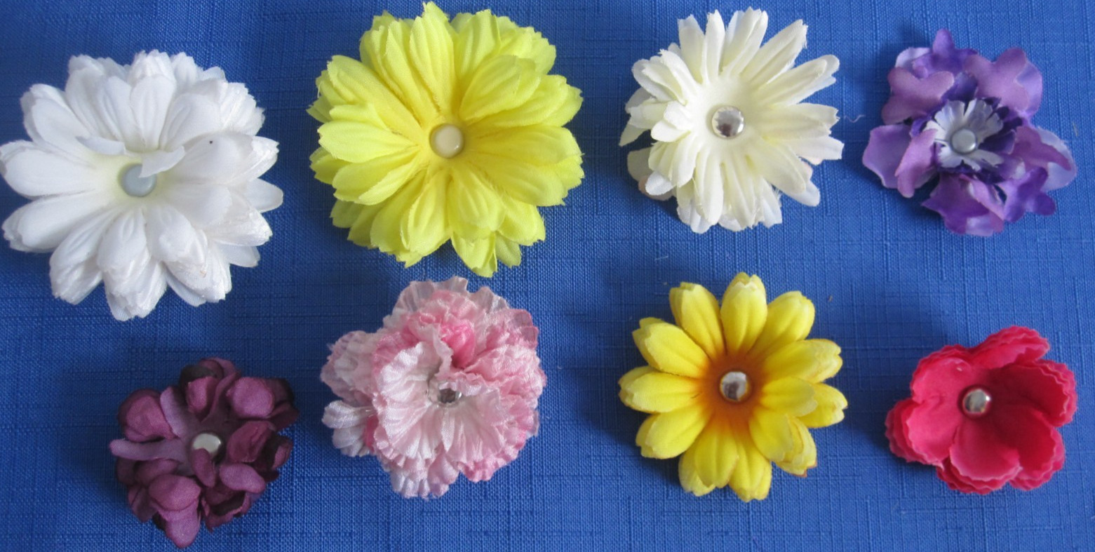 #4 Lot-49 Medium Layers Used Silk Flower Petals .75-3.5″ Brads Multiple Colors