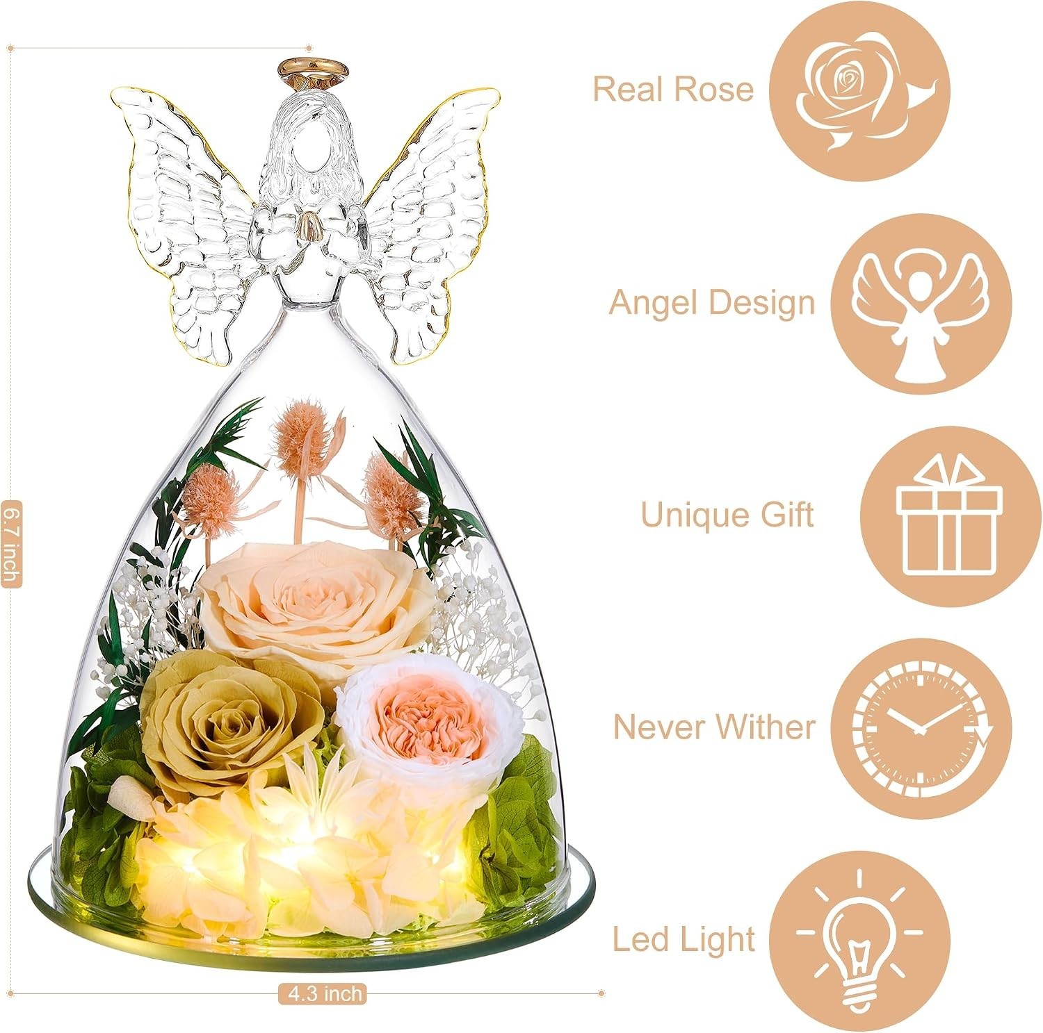 Forever Rose Gift for Women Angel Figurine