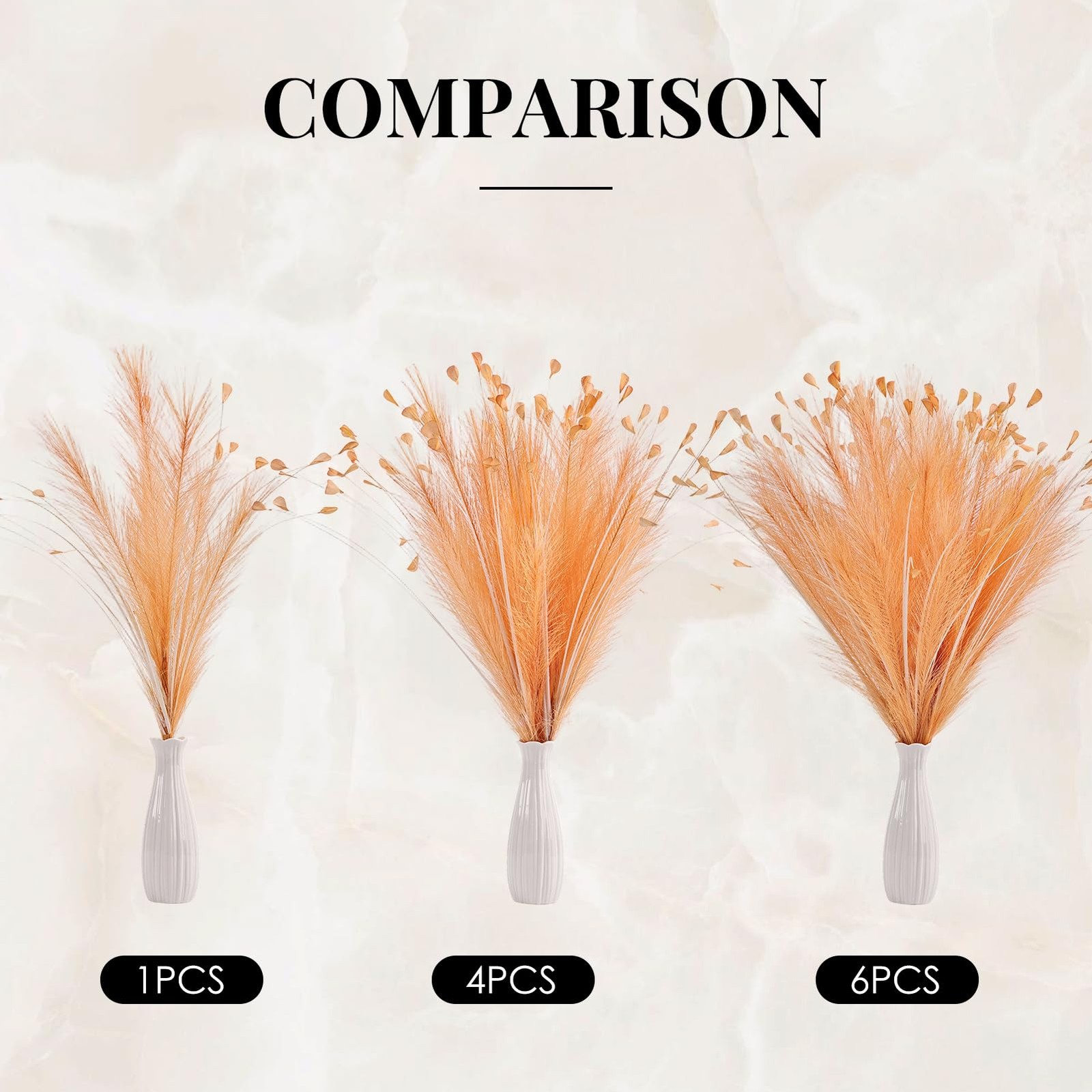 Orange Pampas Grass Decor 4pcs 25 Inch Faux Pampas Grass ， Artificial Pampas …