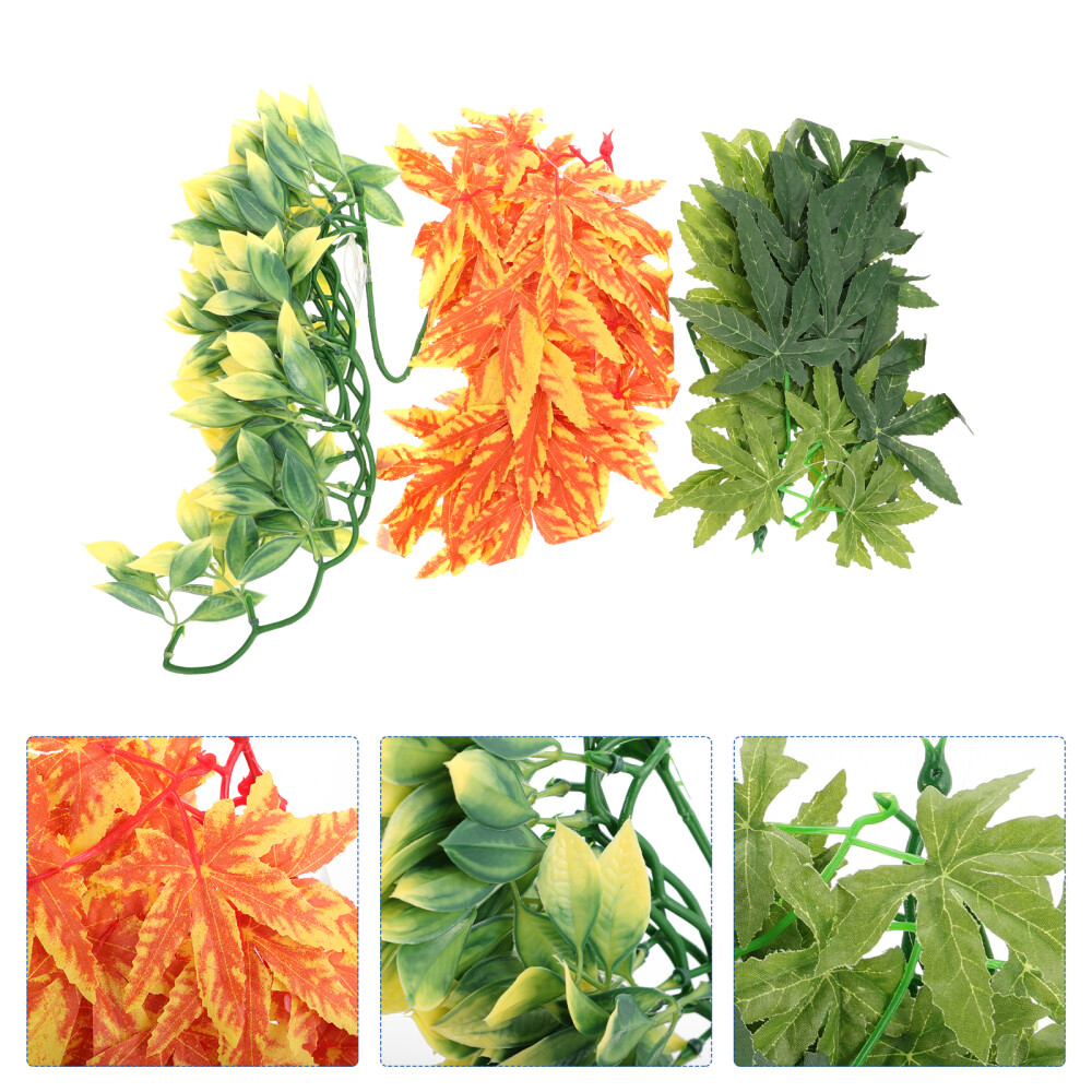 3pcs Artificial Vine Gecko Climbing Vines Pet Landscape Decor Pet Supply Decor