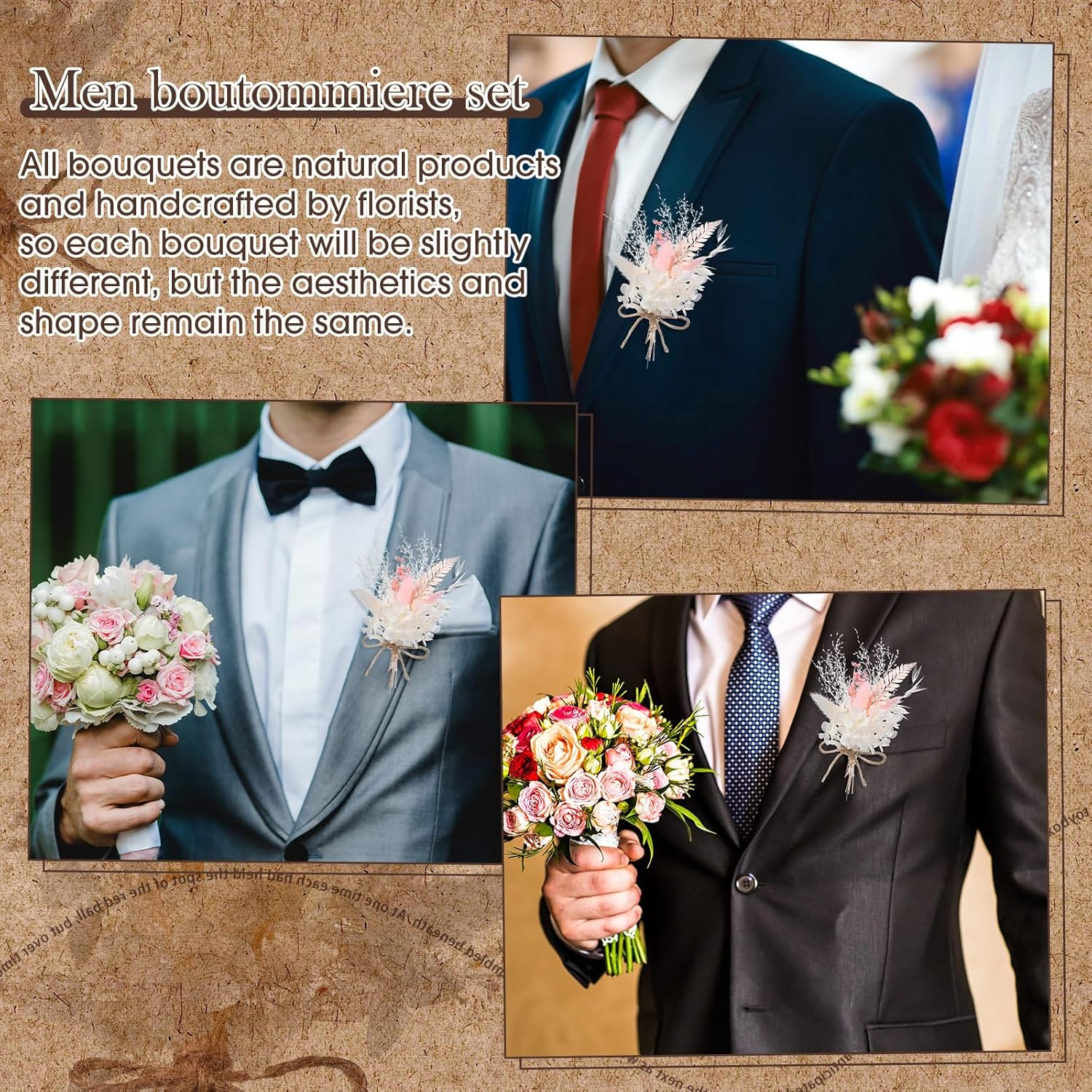 12 Pcs Mini Dried Flower Bouquet for Boho Floral Wedding 6” Small Dry Pampas Gr