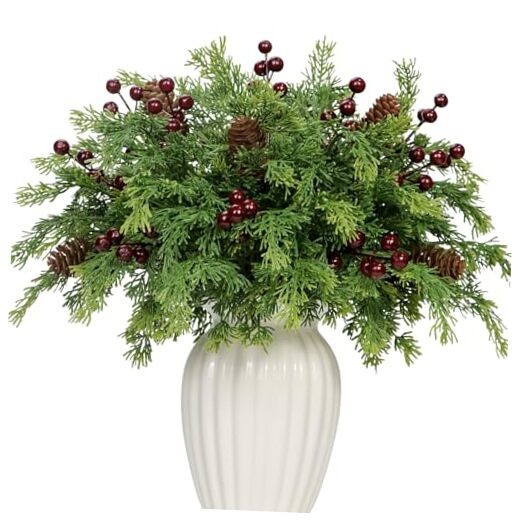 Pcs Artificial Pine Branch Berry Pinecones Set – 13” Fake 45 Red Berry