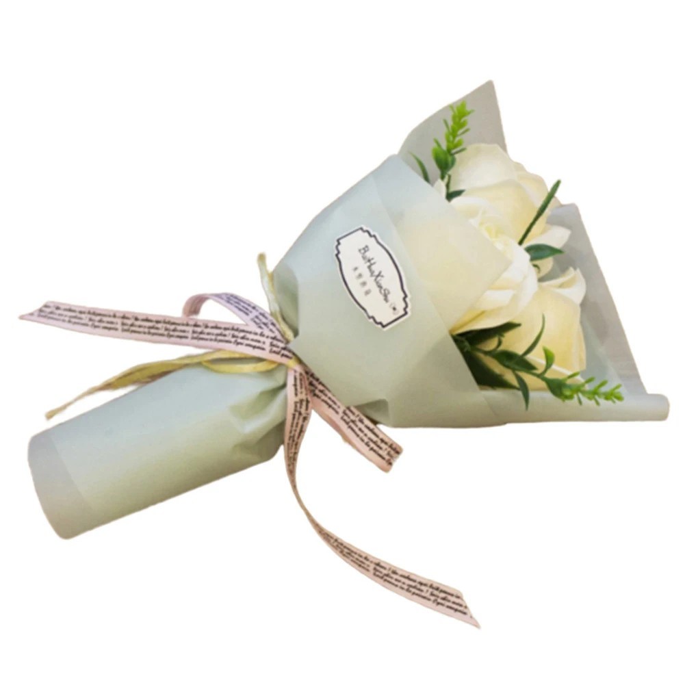 Valentine Rose Soap Flower Bouquet Gift Box with Teddy Bear Romantic Home Decor
