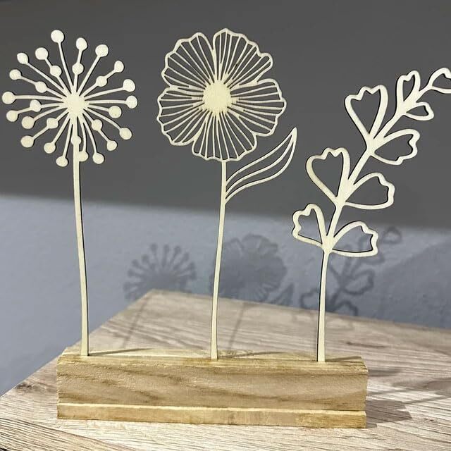 Wood Birth Flower, Wooden Wildflowers, Wood Flower Stems, Wooden Flower