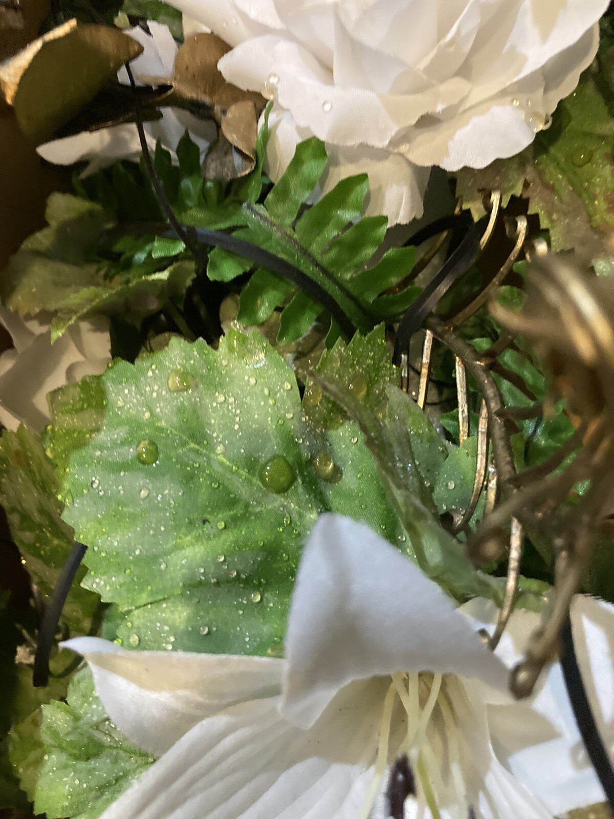 Nearly Natural Floral Wreath 18×18 Mix Of Lillie’s, Ferns , Add Your Own – New