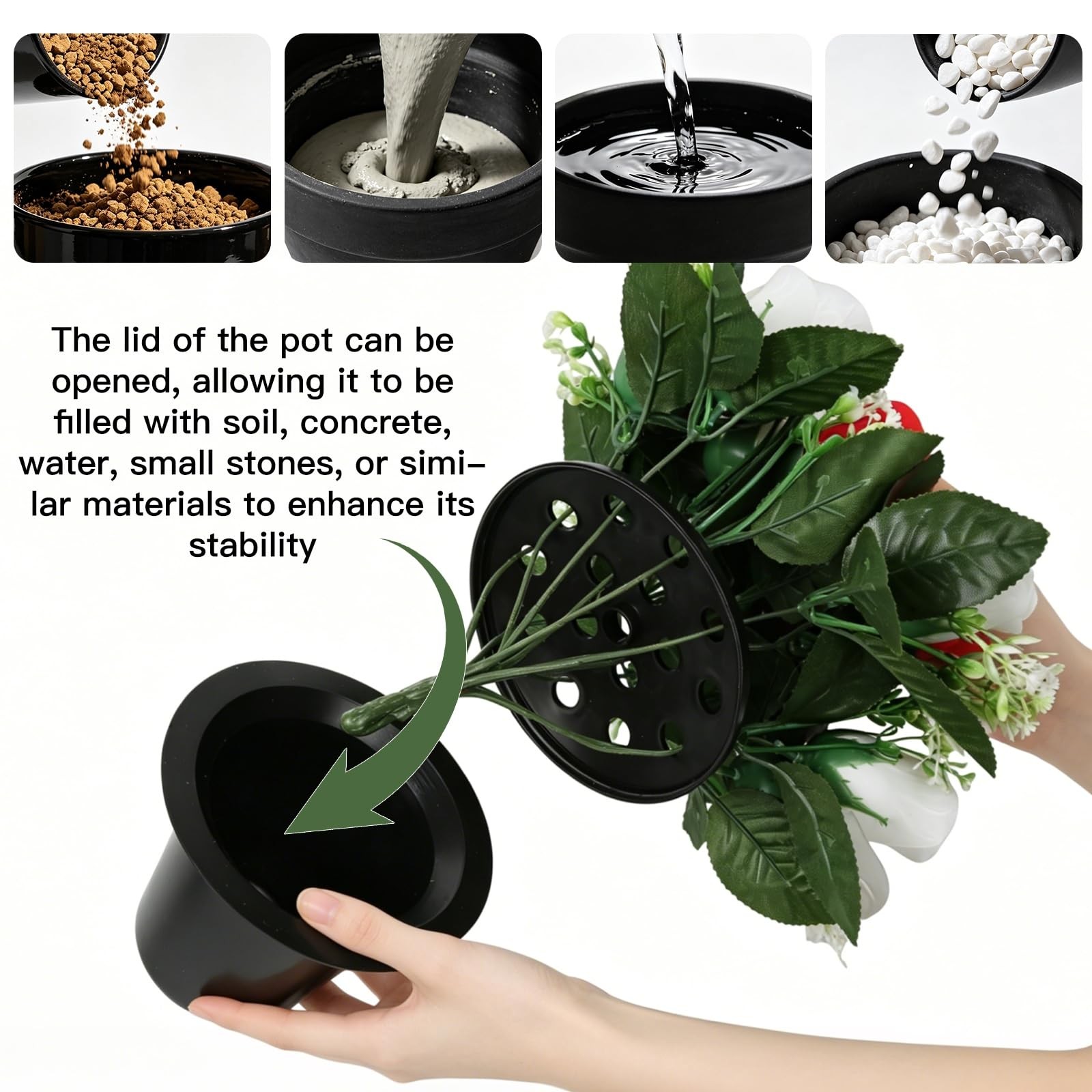 2 Sets Small Artificial Flowers in Pots for Grave Home Centerpiece Arrangemen…