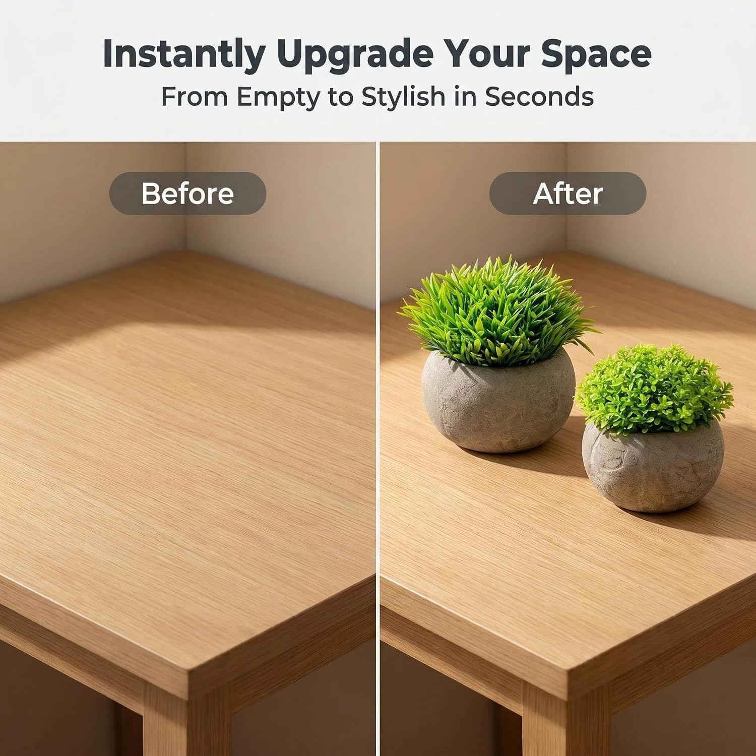 Faux Potted Plants in Cement Pots for Modern Home & Office Decor
