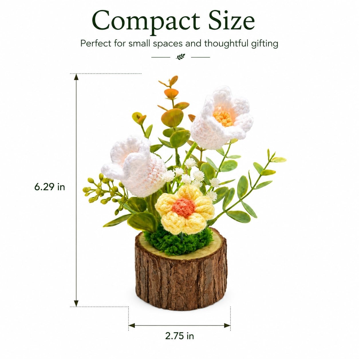 Hand Crochet Knitted Potted Rose Bouquet Creative Knitted Potted Plant mini C…