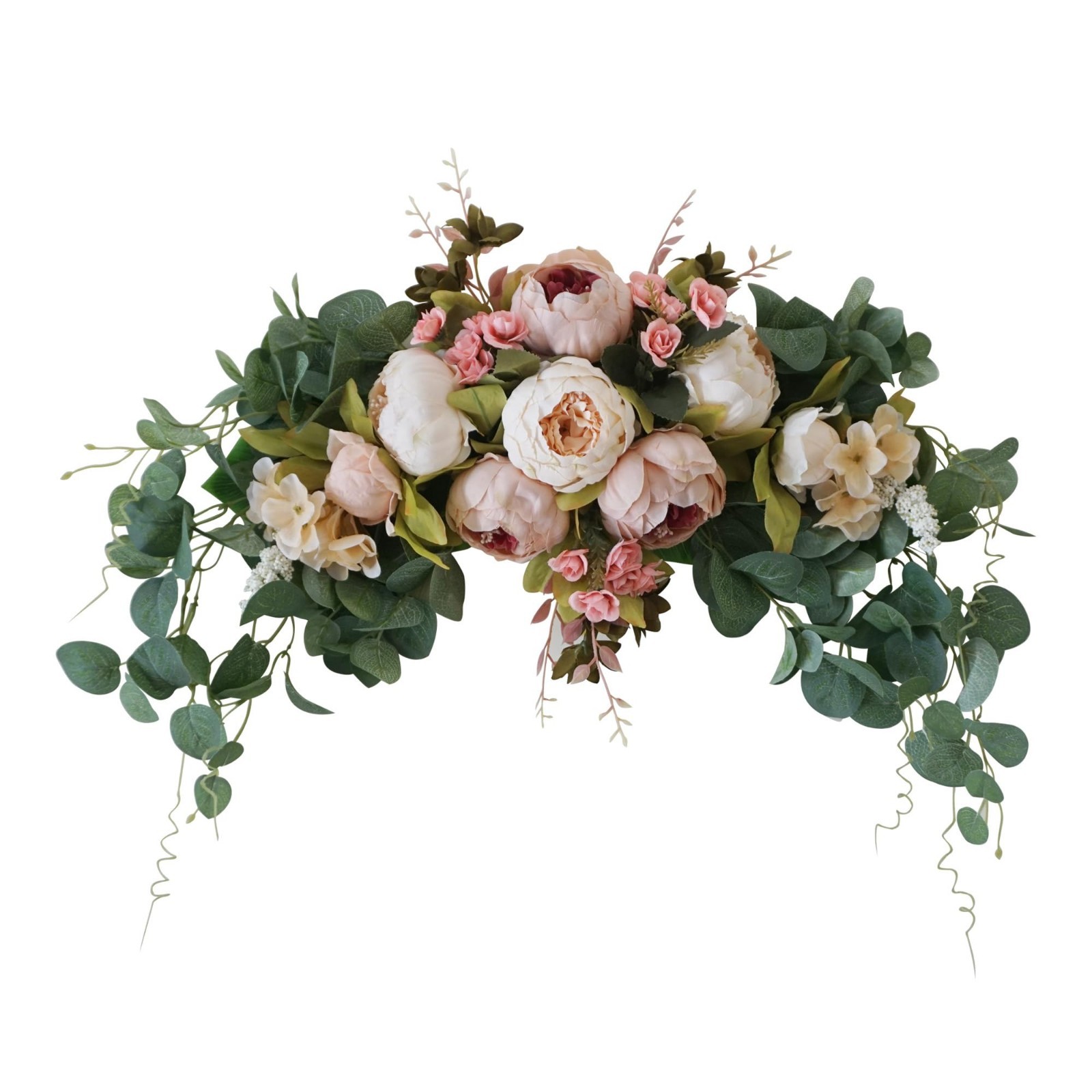 Rustic Wedding Arch Flowers – 30″ Artificial Floral Swag, Green Leaves & Sunflow